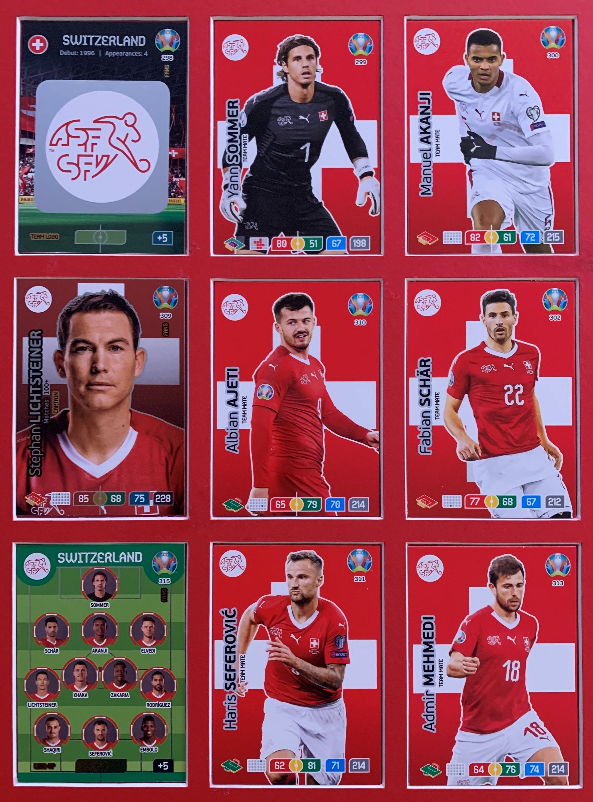 000. SWITZERLAND - KOMPLETT SETT MED 18 KORT - PANINI EURO 2020