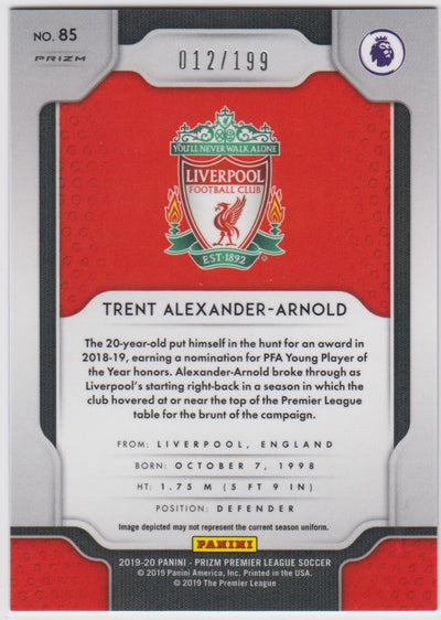 #199-BLUE. 085. TRENT ALEXANDER-ARNOLD - LIVERPOOL - CARD 12 OF 199
