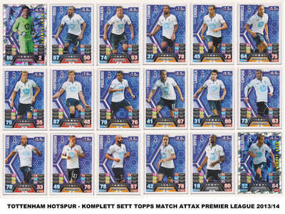 000. TOTTENHAM HOTSPUR - KOMPLETT SETT MED TOPPS MATCH ATTAX PREMIER LEAGUE 2013/14