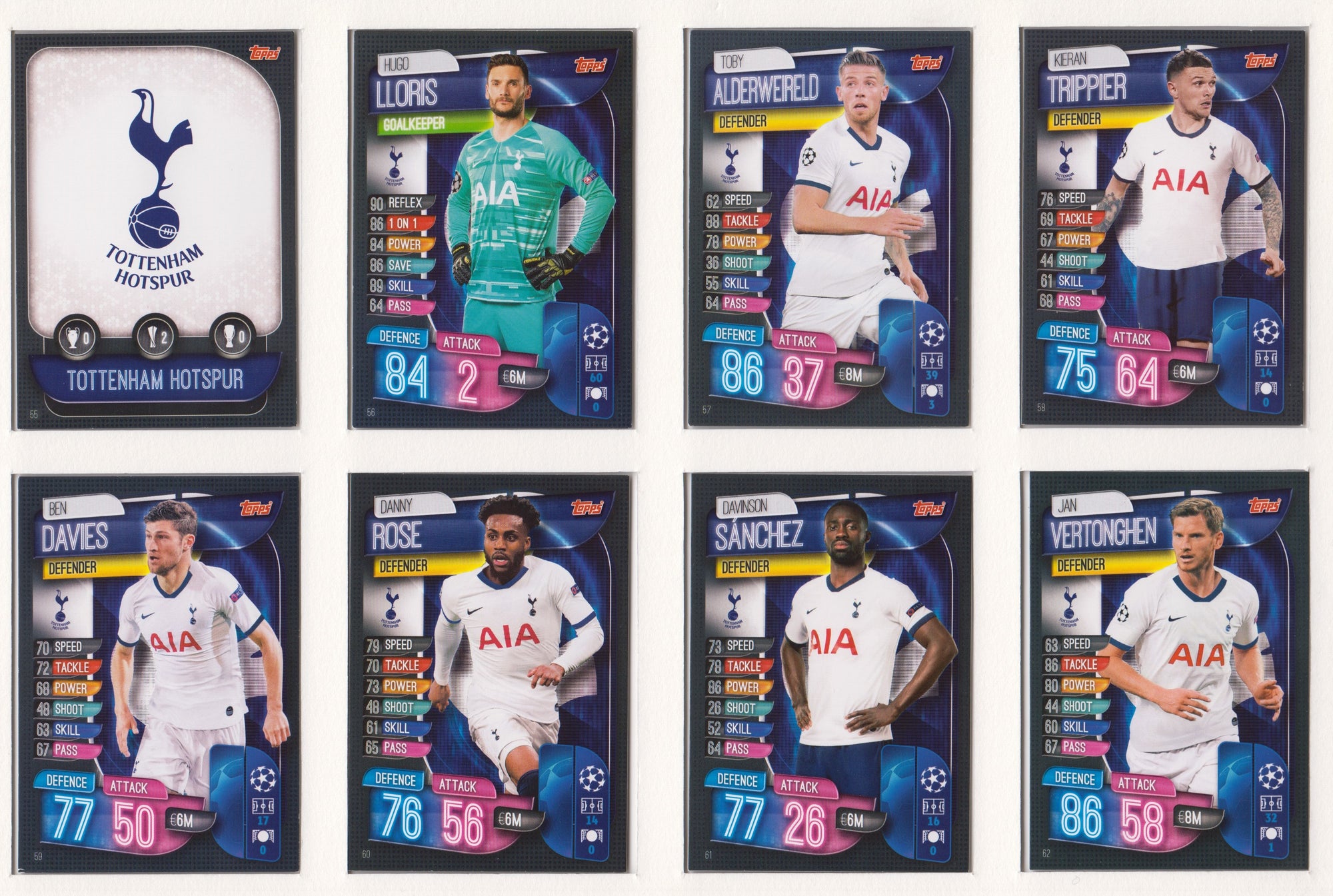 TOTTENHAM - KOMPLETT SETT MED TOPPS MATCH ATTAX CHAMPIONS LEAGUE 2019/20