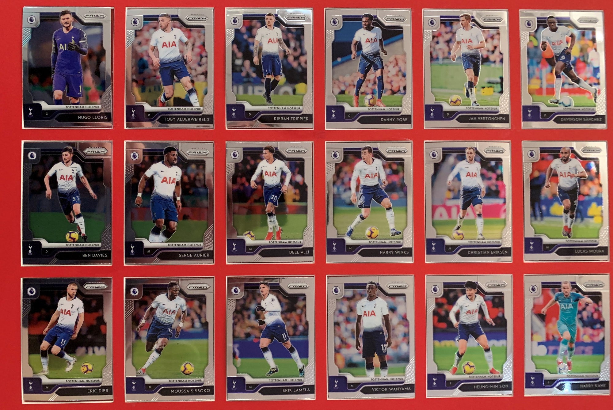 000. TOTTENHAM HOTSPUR - KOMPLETT SETT MED PANINI PRIZM PREMIER LEAGUE 2019/20