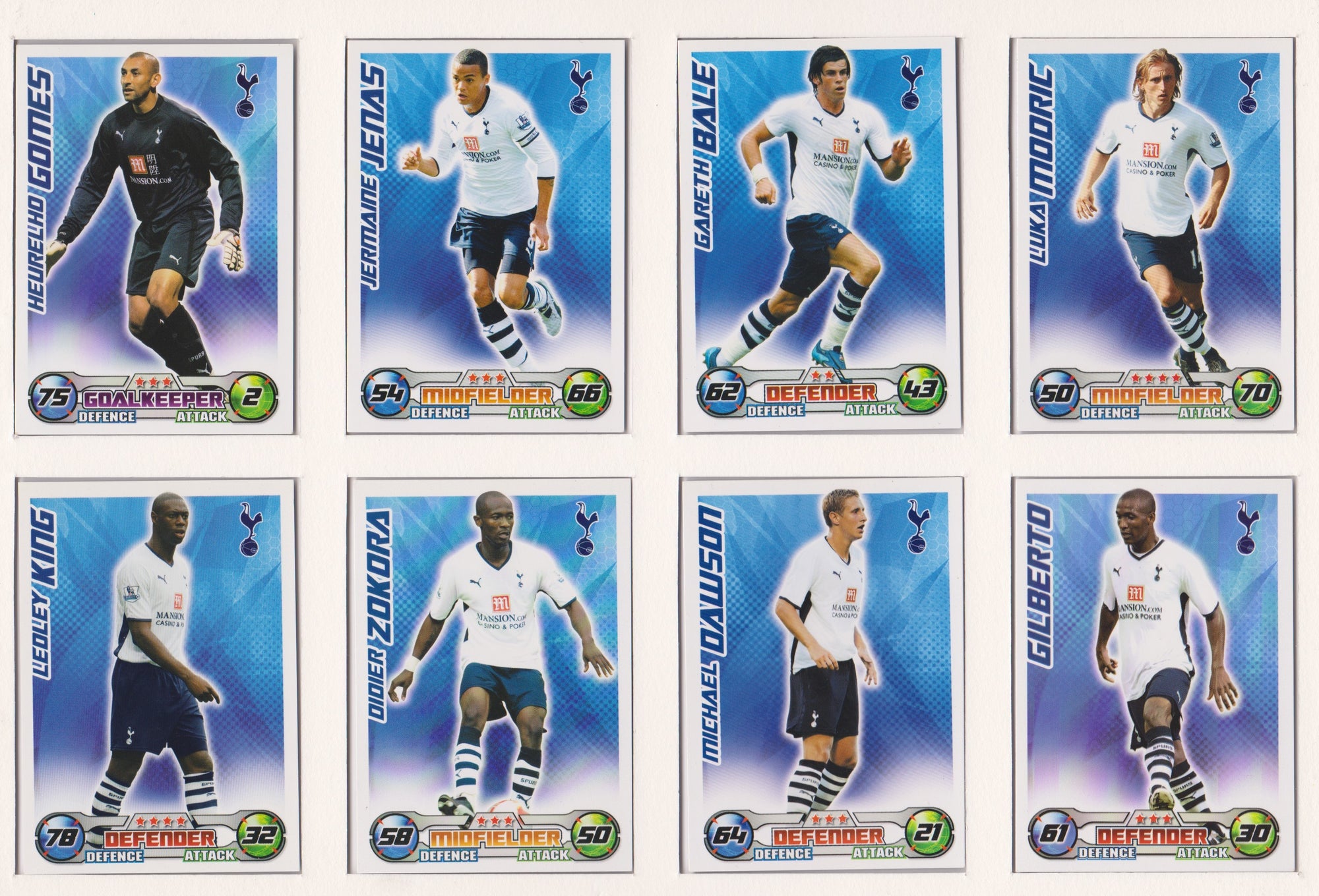 000. TOTTENHAM - KOMPLETT SETT MED FOTBALLKORT FRA MATCH ATTAX 2008/09