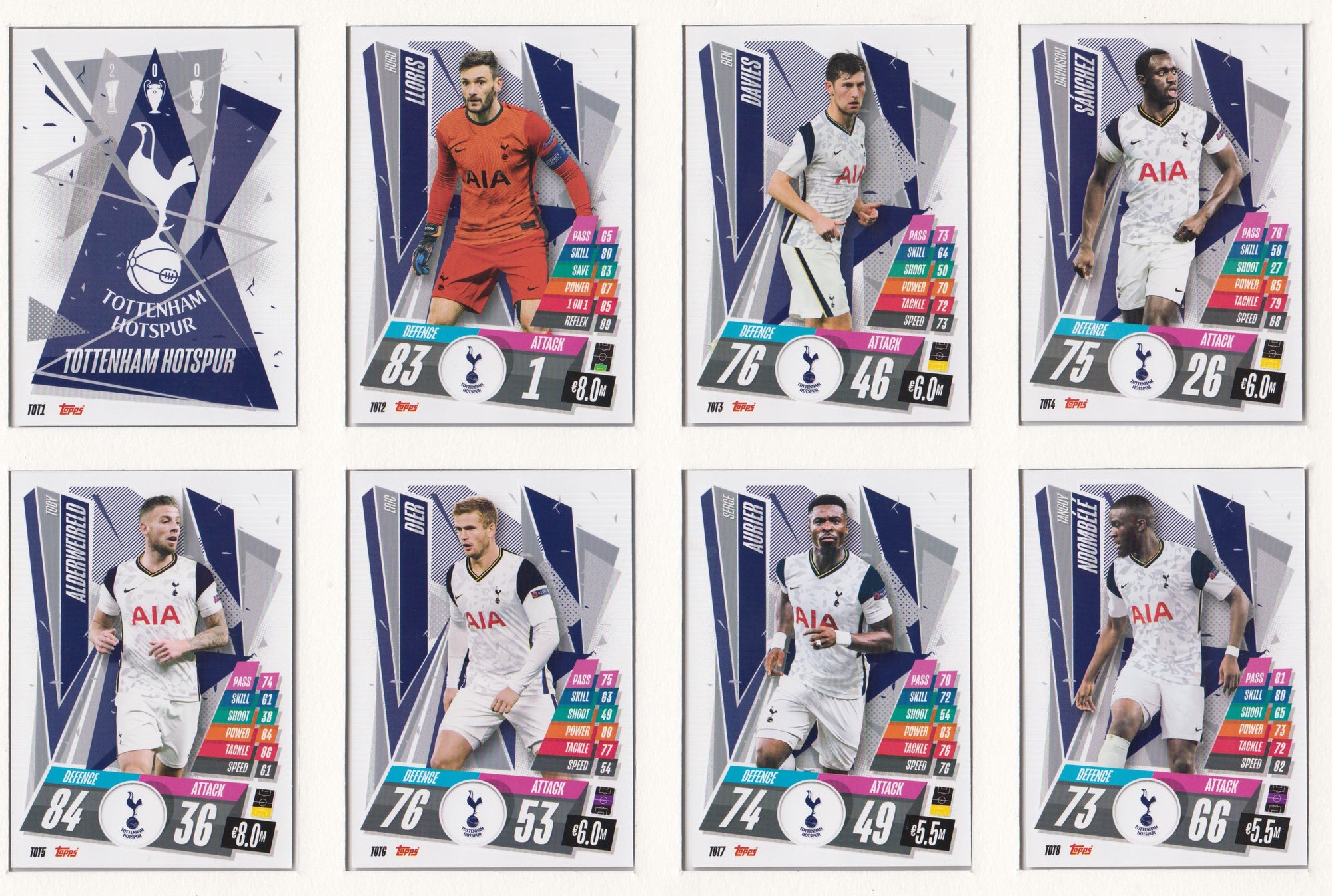 TOTTENHAM HOTSPUR KOMPLETT SETT MED TOPPS EUROPA LEAGUE 2020/21