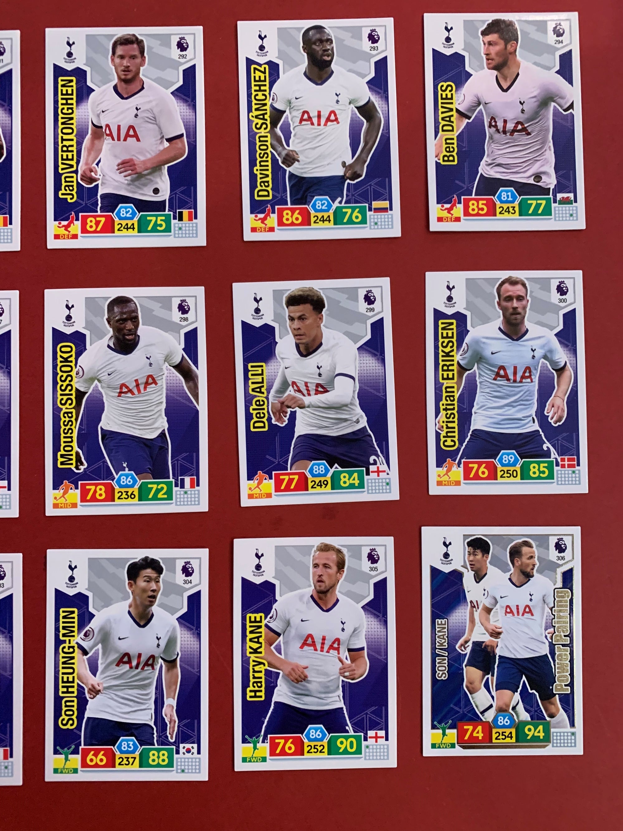 000. TOTTENHAM HOTSPUR - KOMPLETT SETT PANINI PREMIER LEAGUE ADRENALYN 2019/20