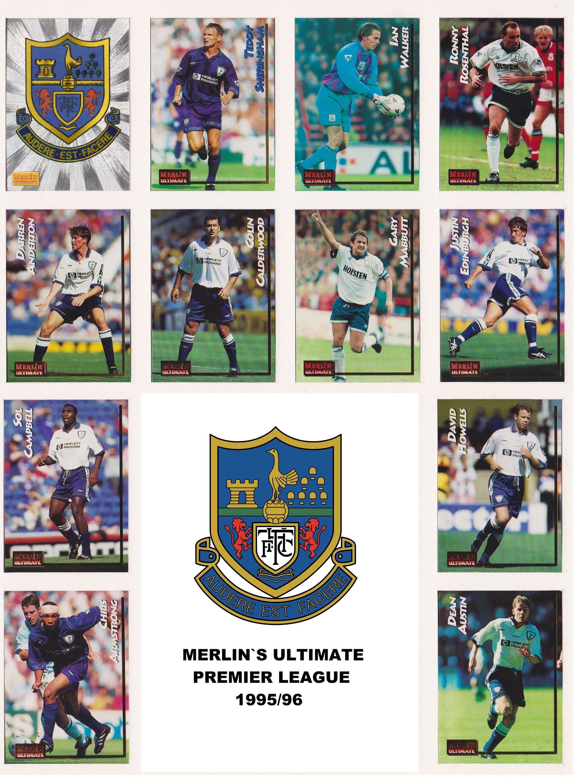 000. TOTTENHAM HOTSPUR - KOMPLETT SETT MERLIN`S ULTIMATE 1995/96