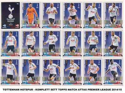 000. TOTTENHAM HOTSPUR - KOMPLETT SETT MED TOPPS MATCH ATTAX PREMIER LEAGUE 2014/15