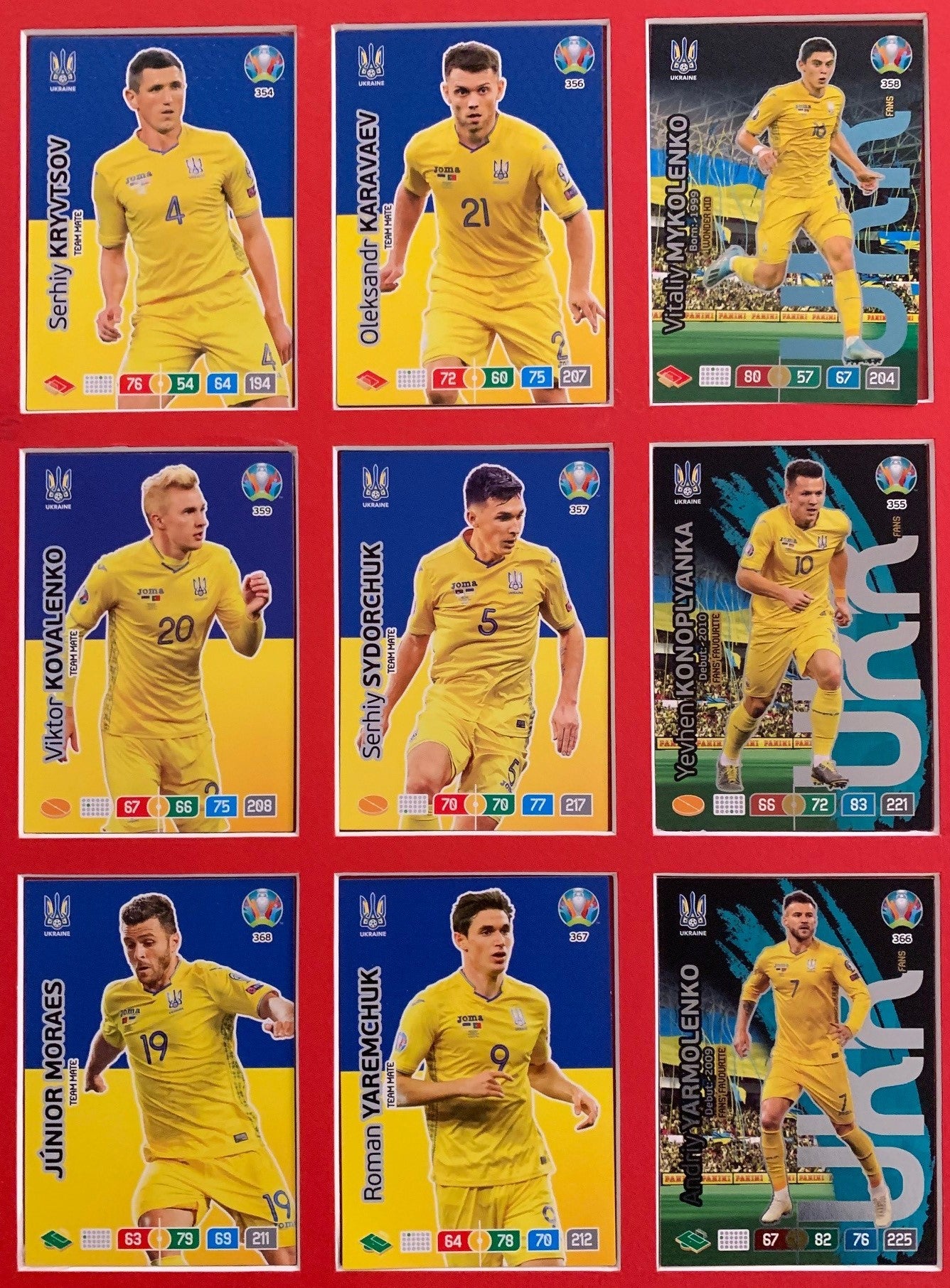 000. UKRAINE - KOMPLETT SETT MED 18 KORT - PANINI EURO 2020
