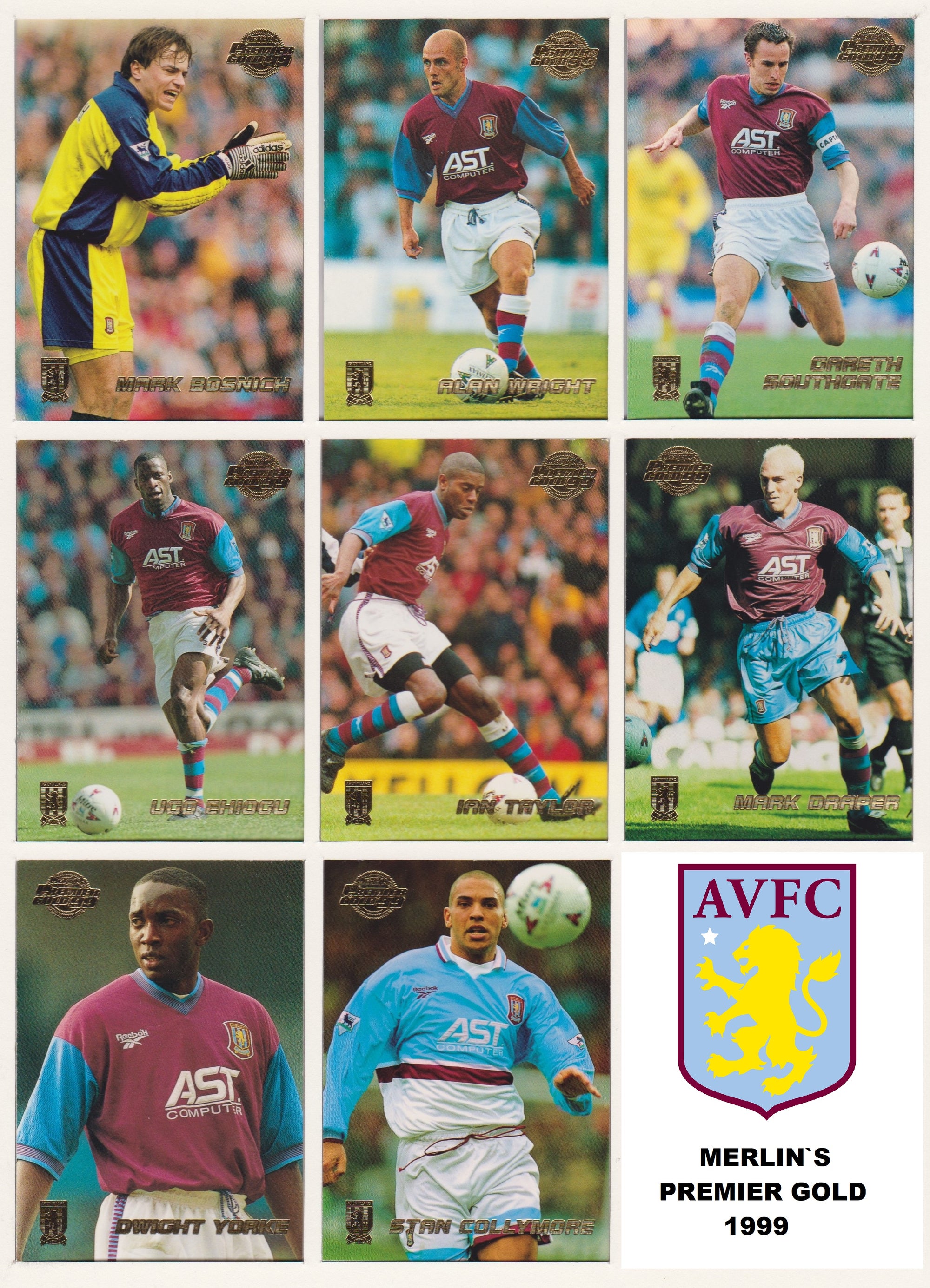 000. ASTON VILLA  - KOMPLETT SETT MED MERLIN`S PREMIER GOLD 1999