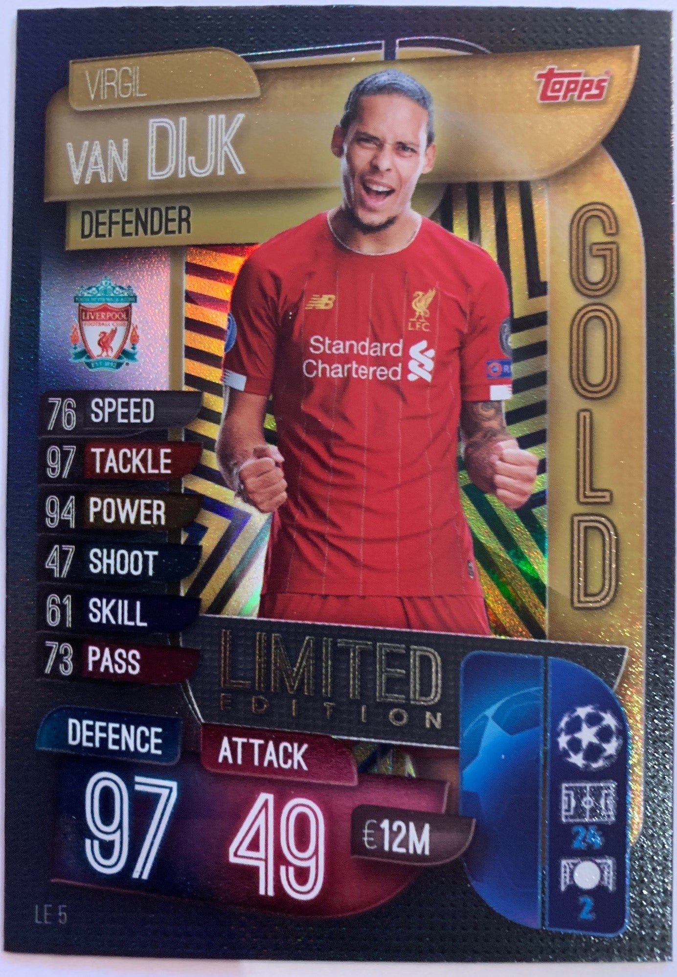 LE05. VIRGIL VAN DIJK - LIVERPOOL - LIMITED EDITION GOLD