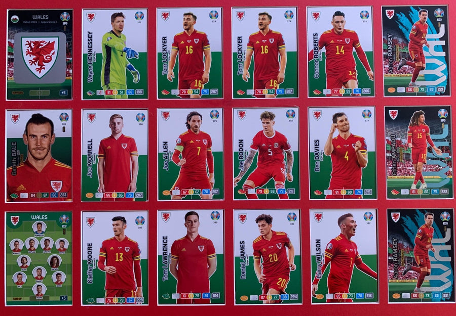 000. WALES - KOMPLETT SETT MED 18 KORT - PANINI EURO 2020