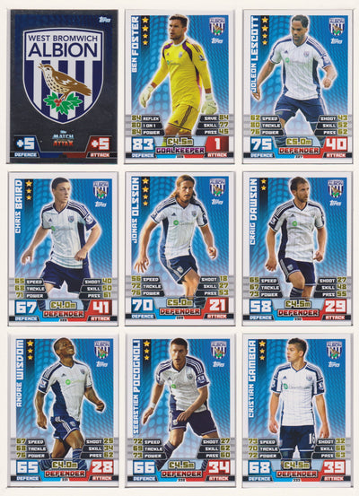 000. WEST BROMWICH ALBION  - KOMPLETT SETT MED TOPPS MATCH ATTAX PREMIER LEAGUE 2014/15