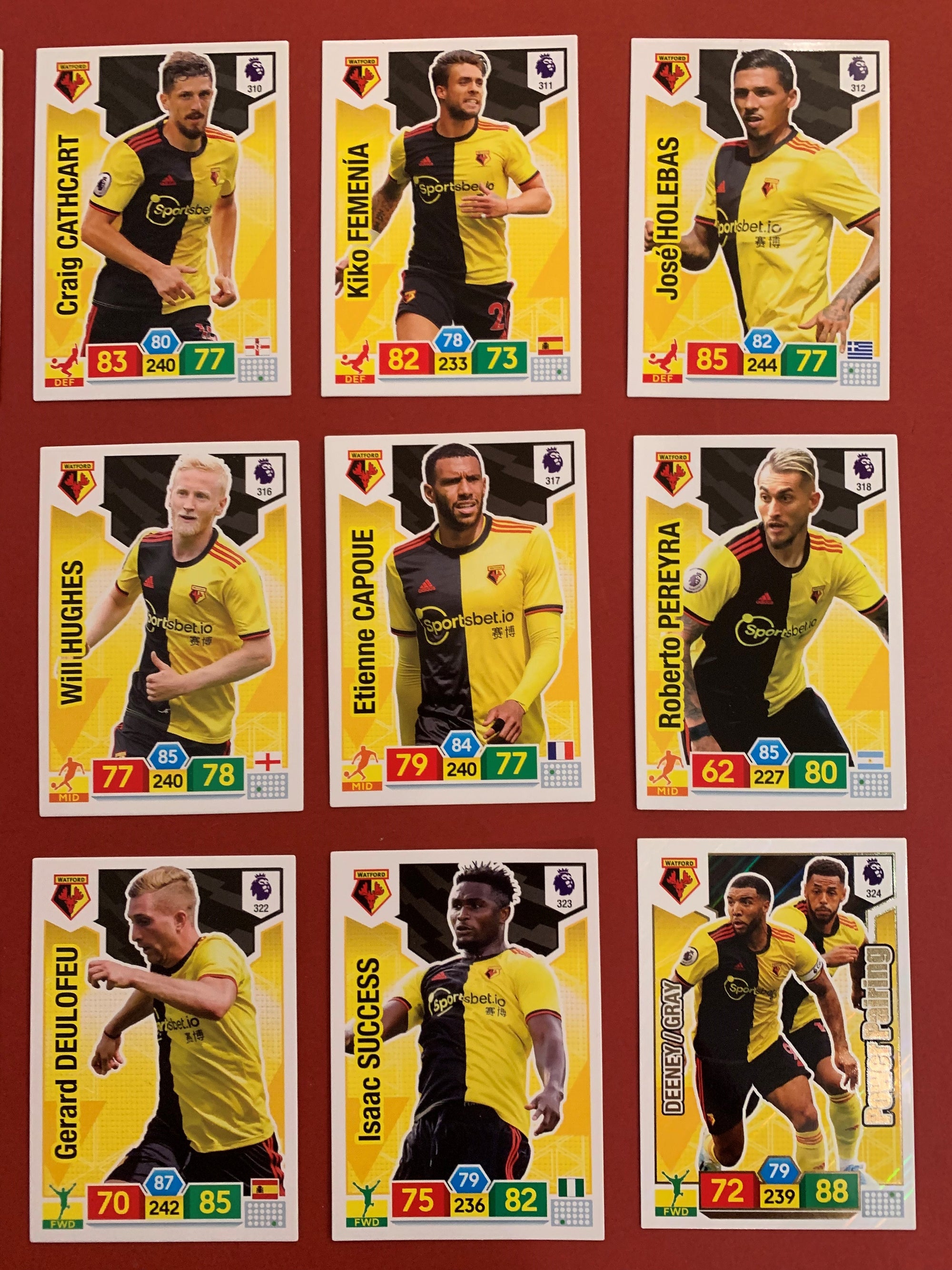 000. WATFORD - KOMPLETT SETT PANINI PREMIER LEAGUE ADRENALYN 2019/20