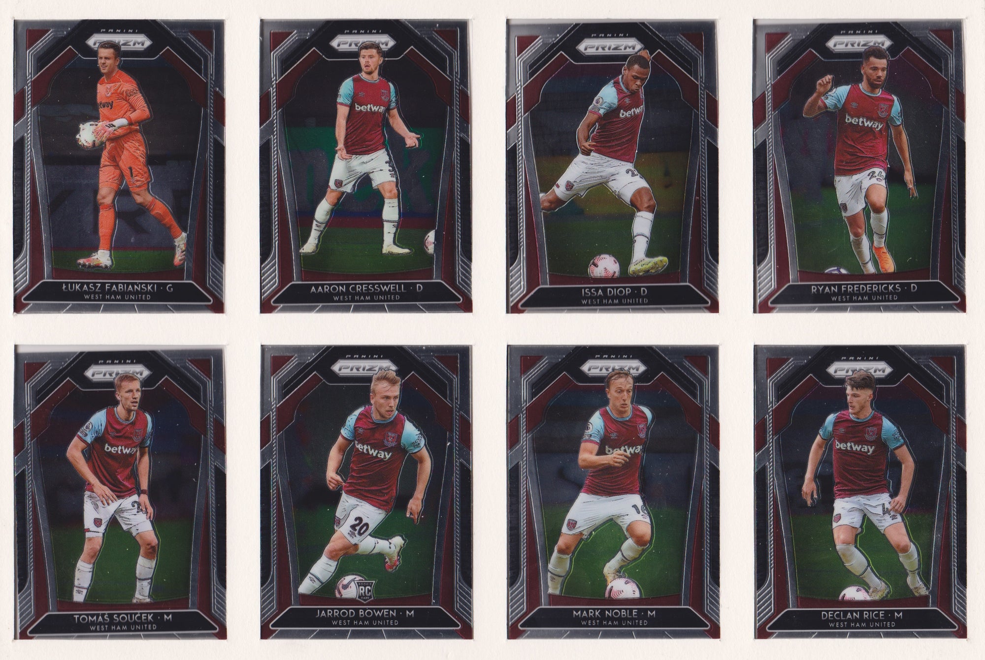 000. WEST HAM UNITED  KOMPLETT SETT MED PANINI PRIZM PREMIER LEAGUE 2020/21