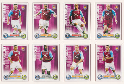 000. WEST HAM UNITED - KOMPLETT SETT MED FOTBALLKORT FRA 2007/08