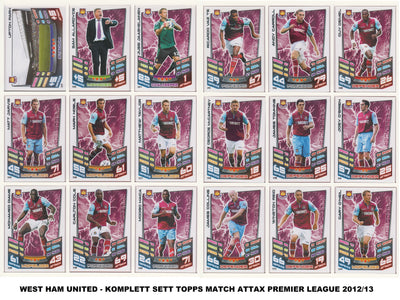 000. WEST HAM UNITED - KOMPLETT SETT MED TOPPS MATCH ATTAX PREMIER LEAGUE 2012/13
