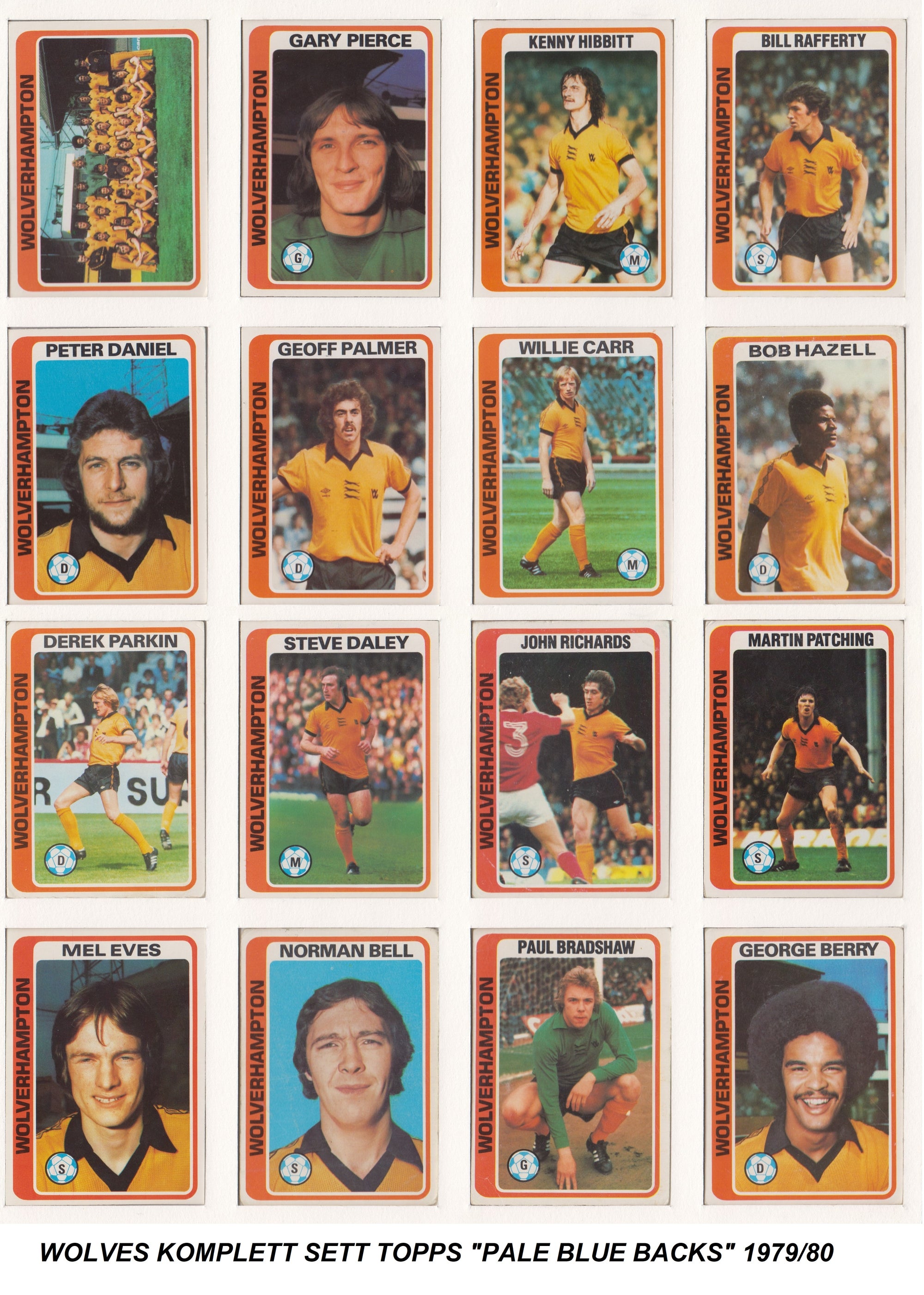 000. WOLVERHAMPTON WANDERERS - KOMPLETT SETT MED FOTBALLKORT FRA TOPPS 1979/80