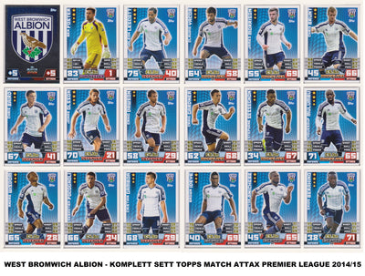 000. WEST BROMWICH ALBION  - KOMPLETT SETT MED TOPPS MATCH ATTAX PREMIER LEAGUE 2014/15