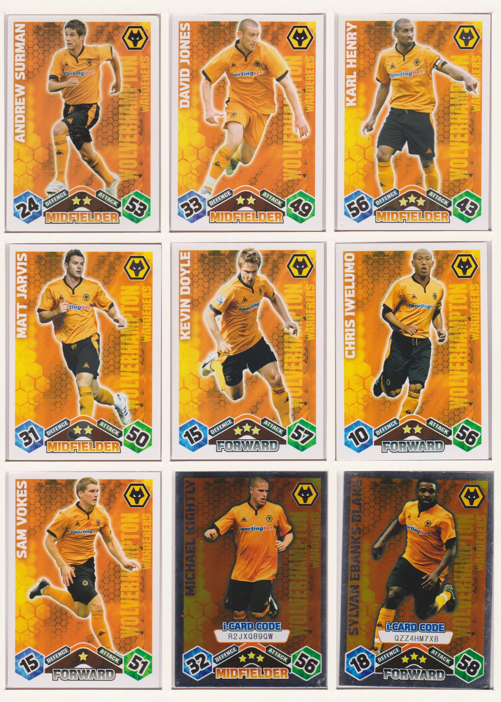 000. WOLVERHAMPTON - KOMPLETT SETT MED TOPPS MATCH ATTAX PREMIER LEAGUE 2009/10