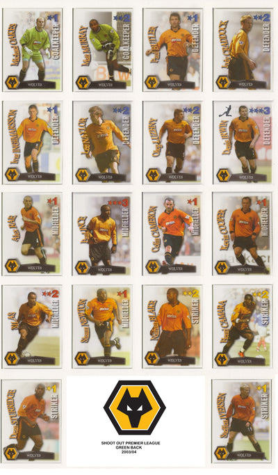 000. WOLVERHAMPTON WANDERERS - KOMPLETT SETT MED SHOOT OUT PREMIER LEAGUE 2003/04