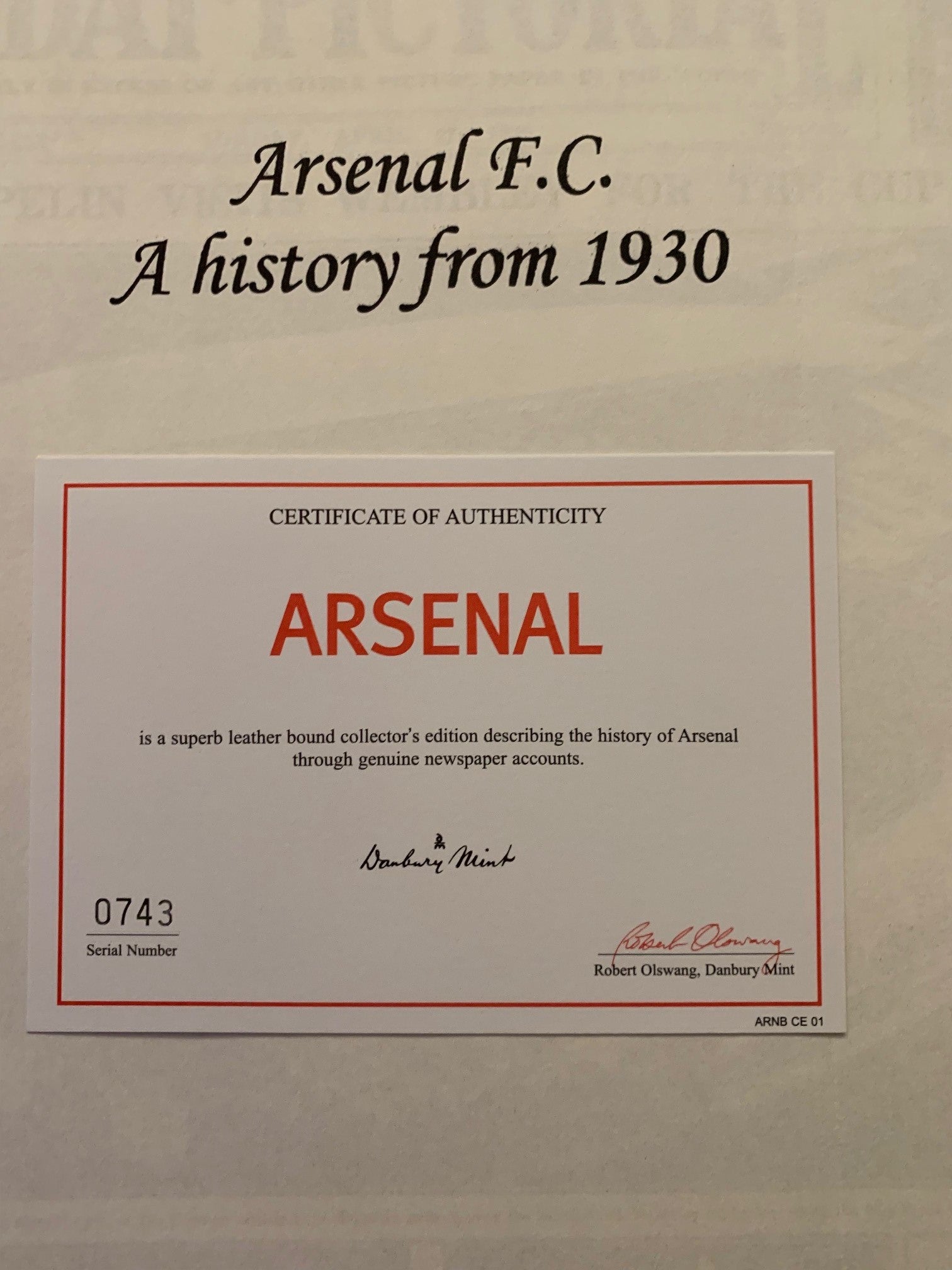 GREAT MOMENT`S IN THE HISTORY OF ARSENAL - REPRINTED FROM THE ORIGINAL NEWSPAPERS