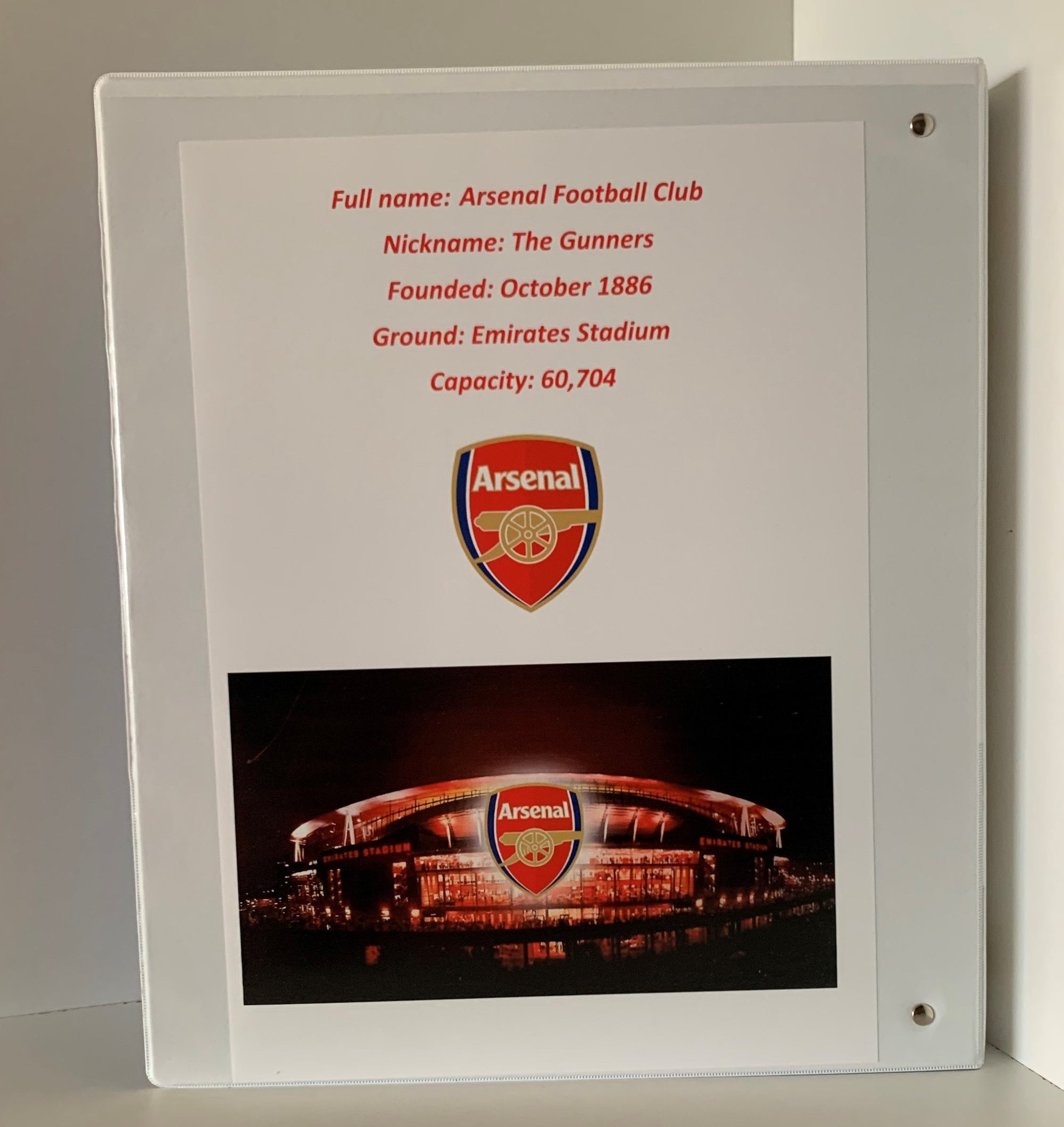 ARSENAL SAMLEPERM FOR FOTBALLKORT MED 50 STK PLASTLOMMER MED PLASS TIL  450 STK KORT