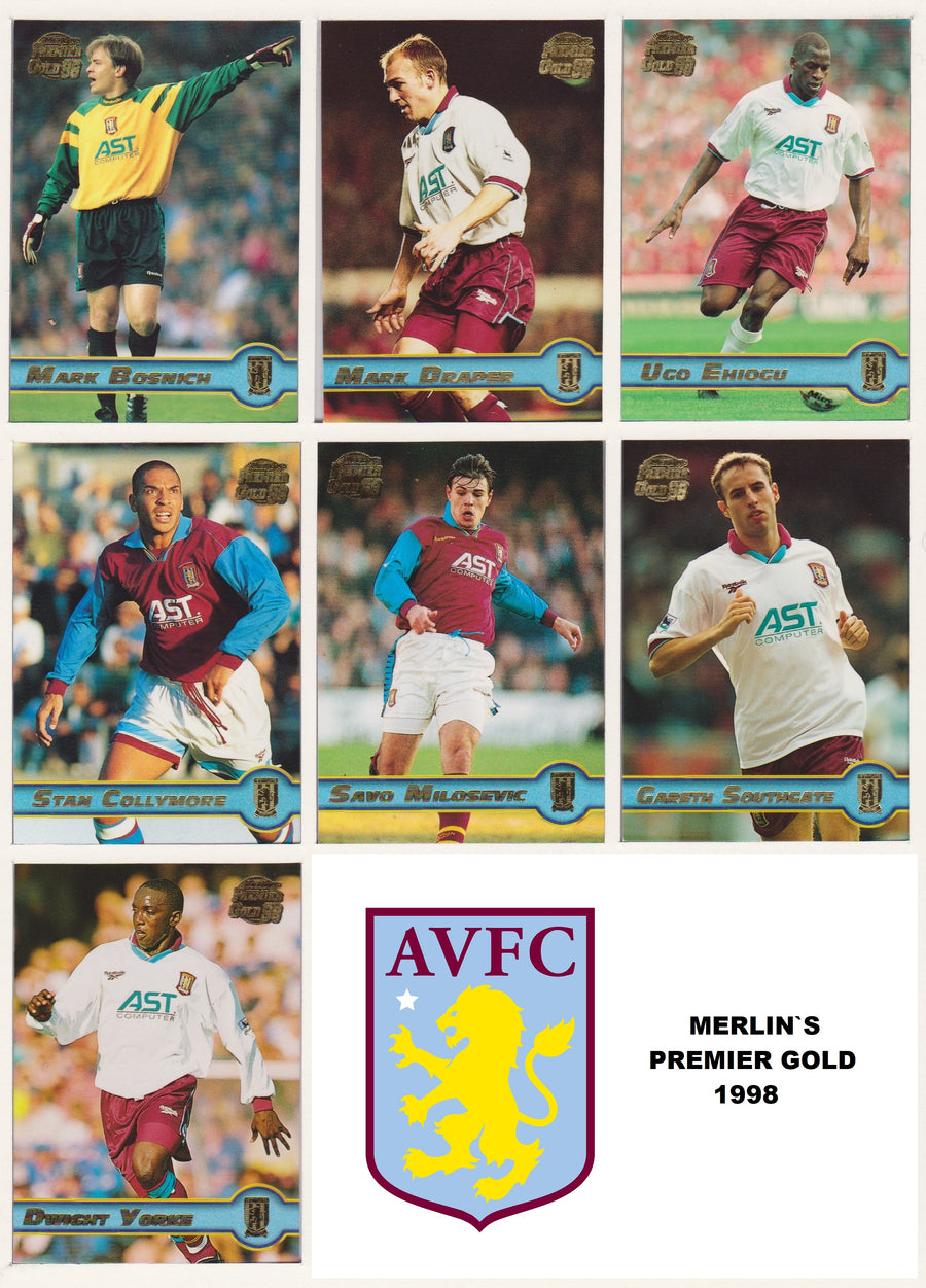 000. ASTON VILLA - KOMPLETT SETT MED MERLIN`S PREMIER GOLD 1998