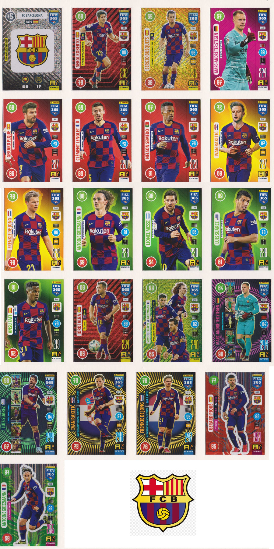 000. FC BARCELONA KOMPLETT SETT MED PANINI FIFA 365 2021