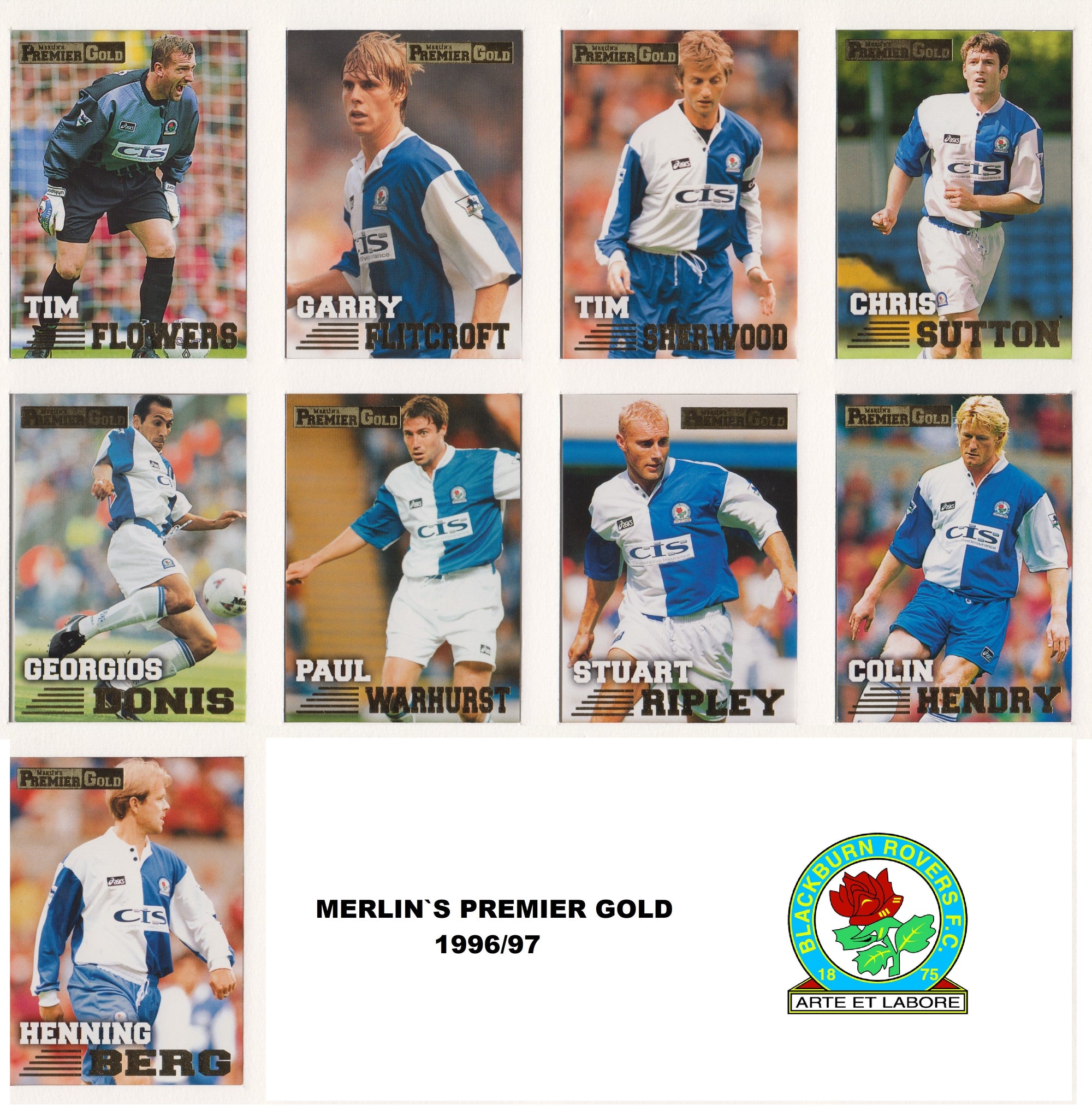 000. BLACKBURN ROVERS - KOMPLETT SETT MERLIN`S PREMIER GOLD 1996/97