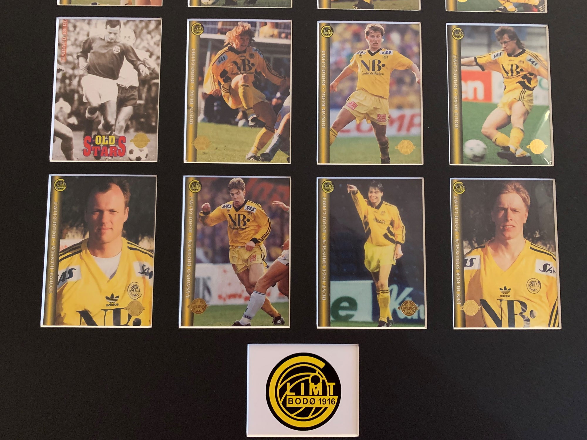 000. BODØ-GLIMT - FOTBALLKORTMONTASJE I RAMME FRA 1995