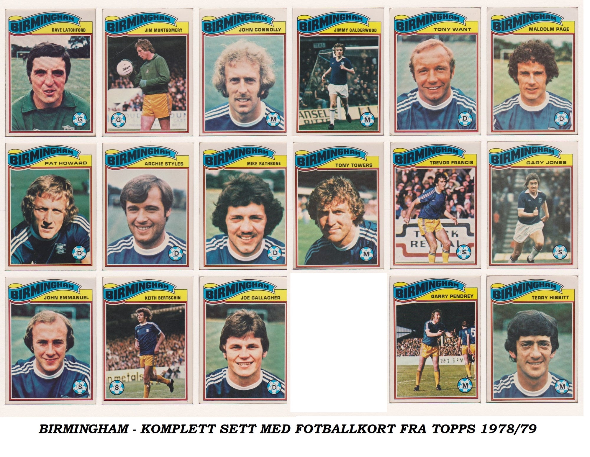 000. BIRMINGHAM - KOMPLETT SETT MED FOTBALLKORT FRA TOPPS 1978/79