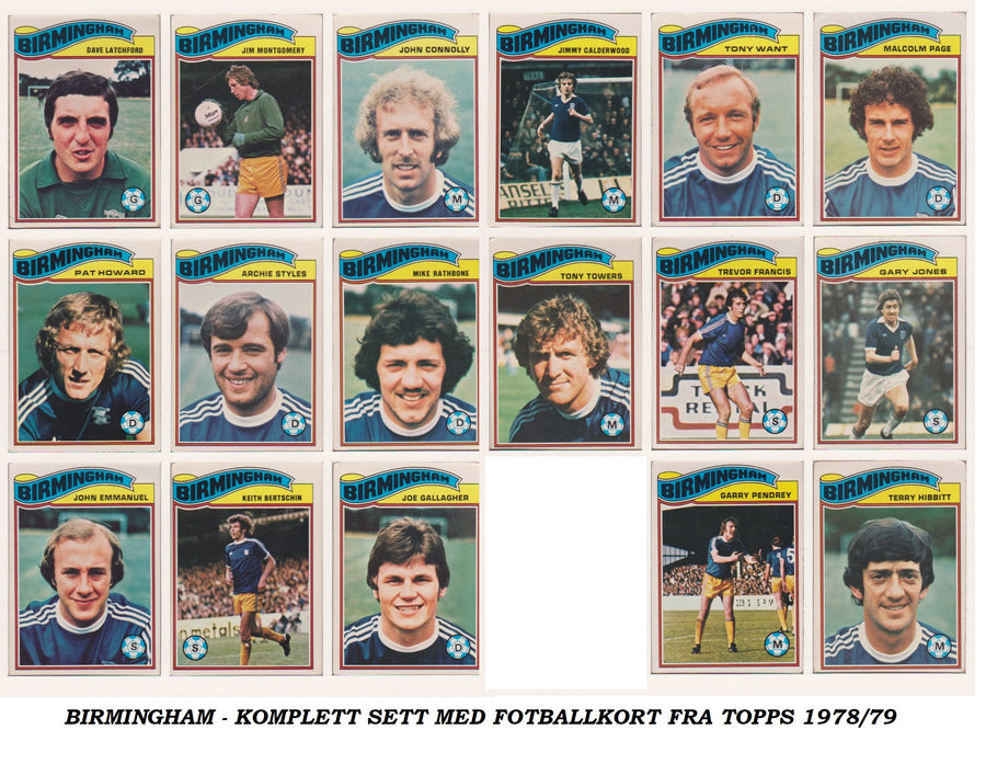 000. BIRMINGHAM - KOMPLETT SETT MED FOTBALLKORT FRA TOPPS 1978/79