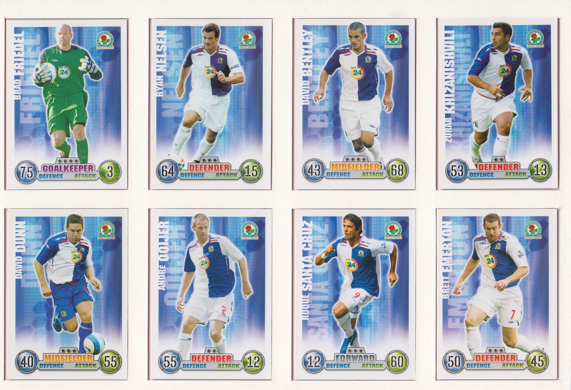 000. BLACKBURN ROVERS - KOMPLETT SETT MED FOTBALLKORT TOPPS MATCH ATTAX PREMIER LEAGUE 2007/08