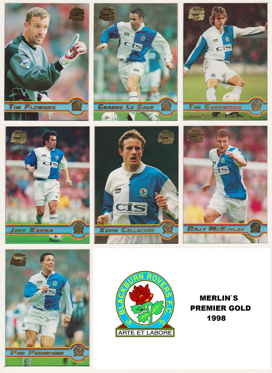 000. BLACKBURN ROVERS - KOMPLETT SETT MED FOTBALLKORT FRA MERLIN`S PREMIER GOLD 1998