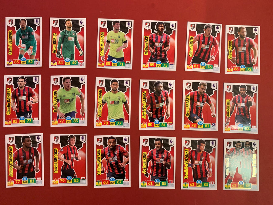 000. AFC BOURNEMOUTH - KOMPLETT SETT PANINI PREMIER LEAGUE ADRENALYN 2019/20