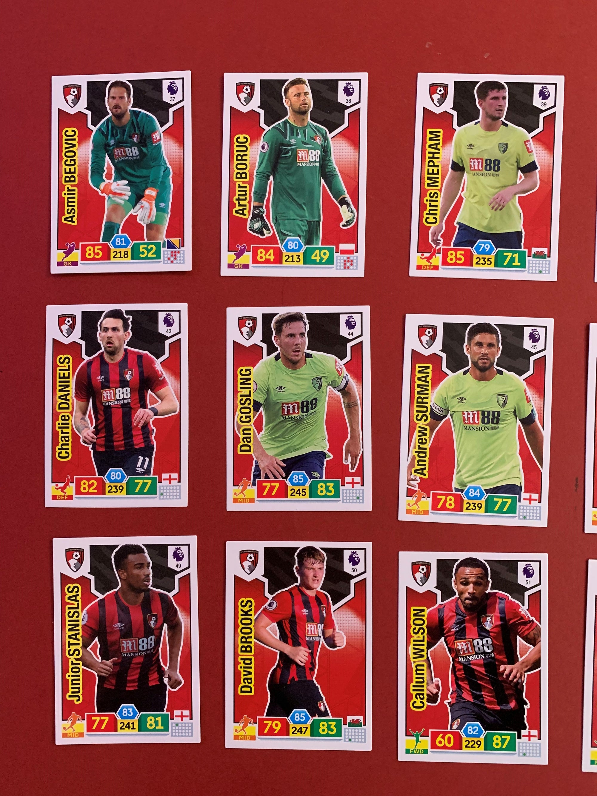 000. AFC BOURNEMOUTH - KOMPLETT SETT PANINI PREMIER LEAGUE ADRENALYN 2019/20
