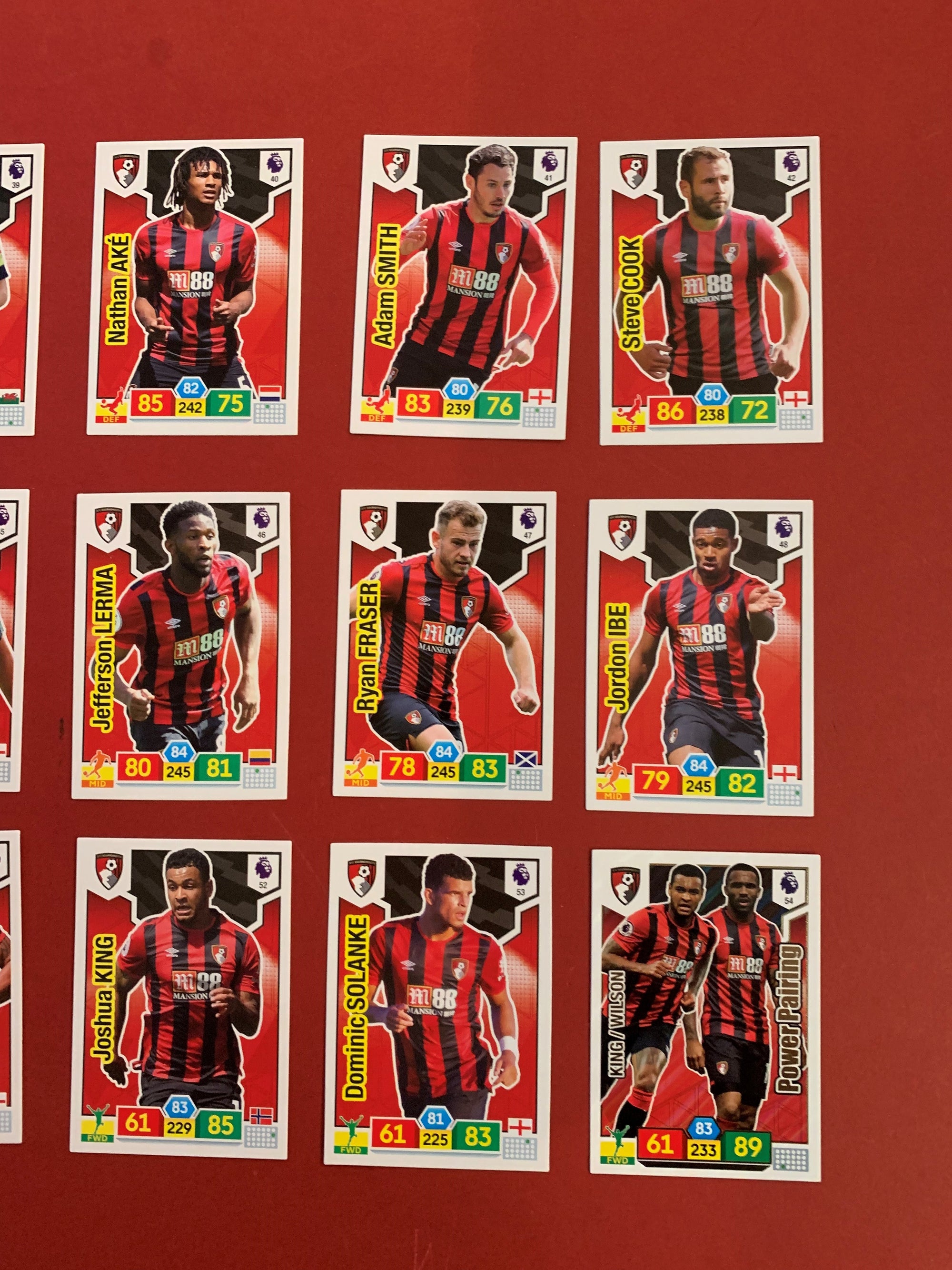 000. AFC BOURNEMOUTH - KOMPLETT SETT PANINI PREMIER LEAGUE ADRENALYN 2019/20