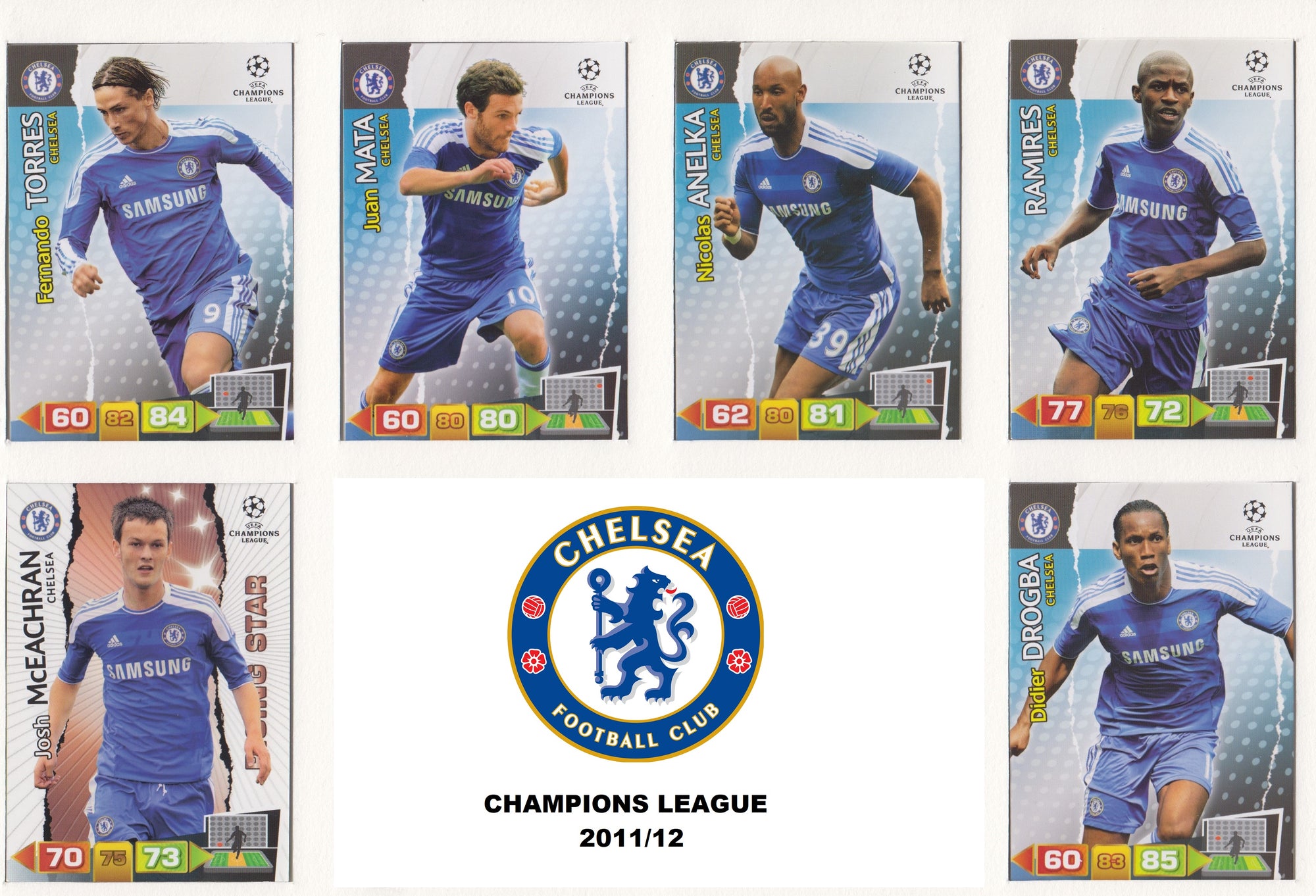 000. CHELSEA KOMPLETT SETT - CHAMPIONS LEAGUE 2011/12 - WINNERS