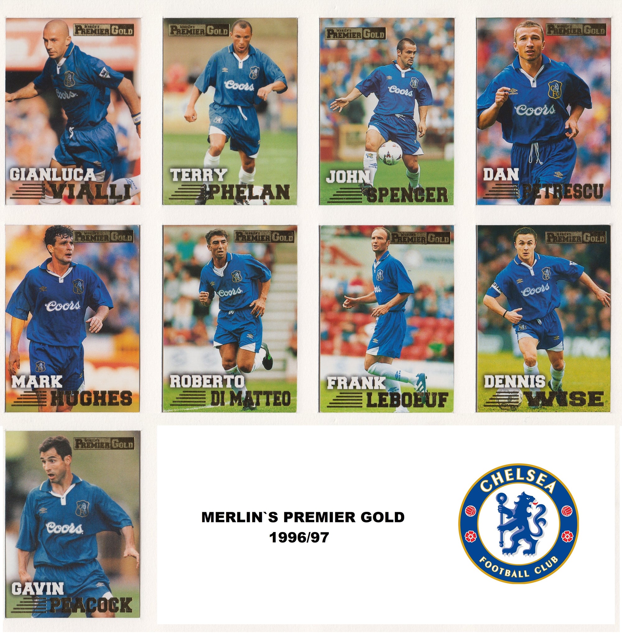 000. CHELSEA - KOMPLETT SETT MERLIN`S PREMIER GOLD 1996/97