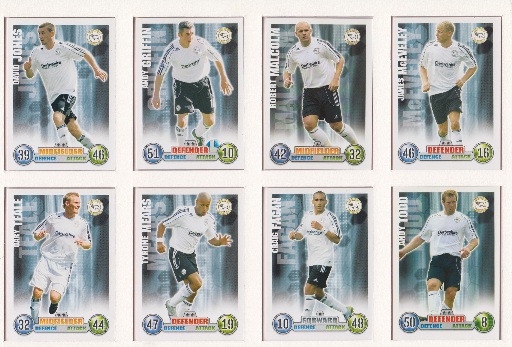 000. DERBY - KOMPLETT SETT MED FOTBALLKORT FRA MATCH ATTAX 2007/08