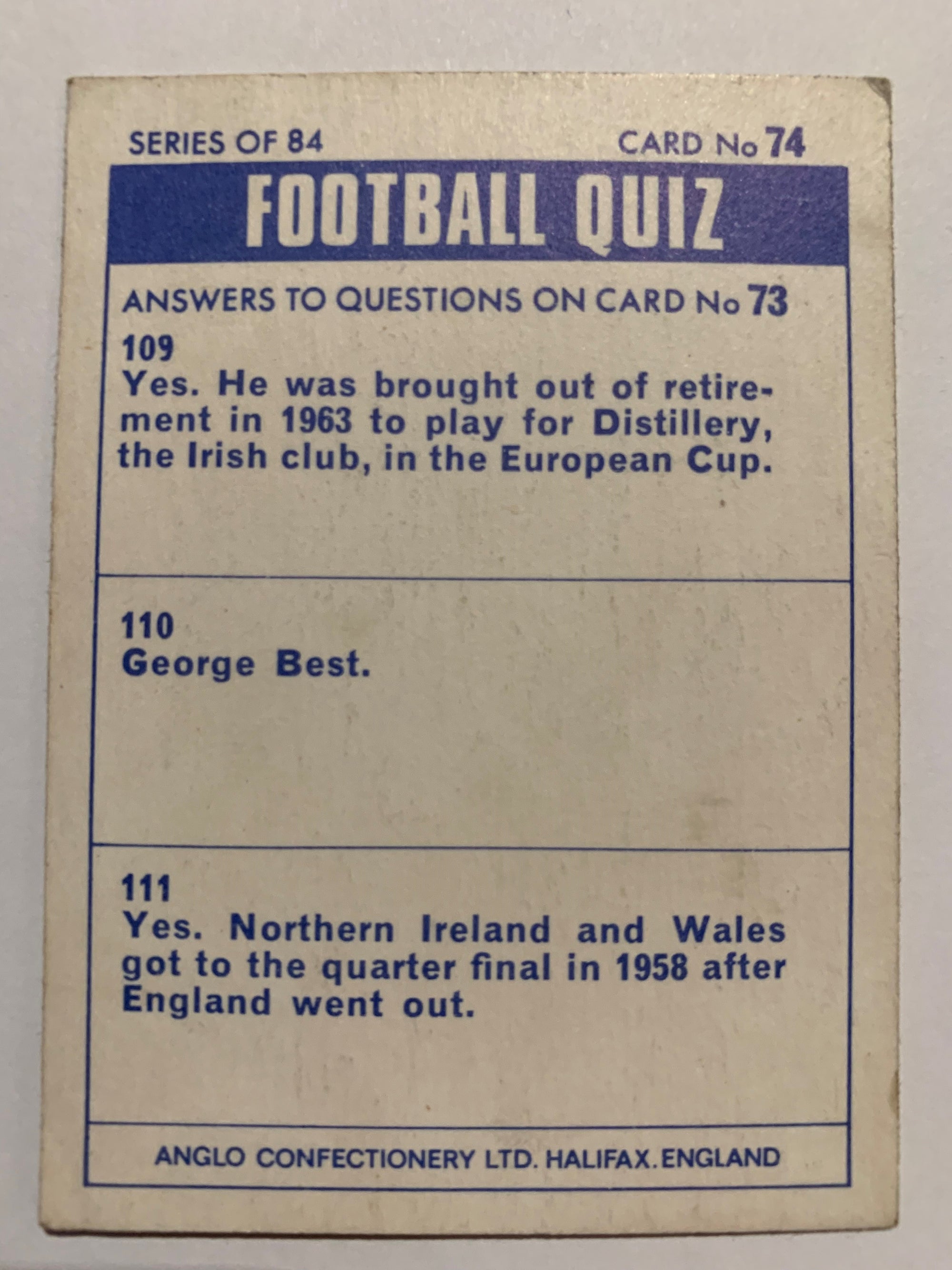 EMLYN HUGHES - LIVERPOOL - ANGLO CONFECTIONERY 1969