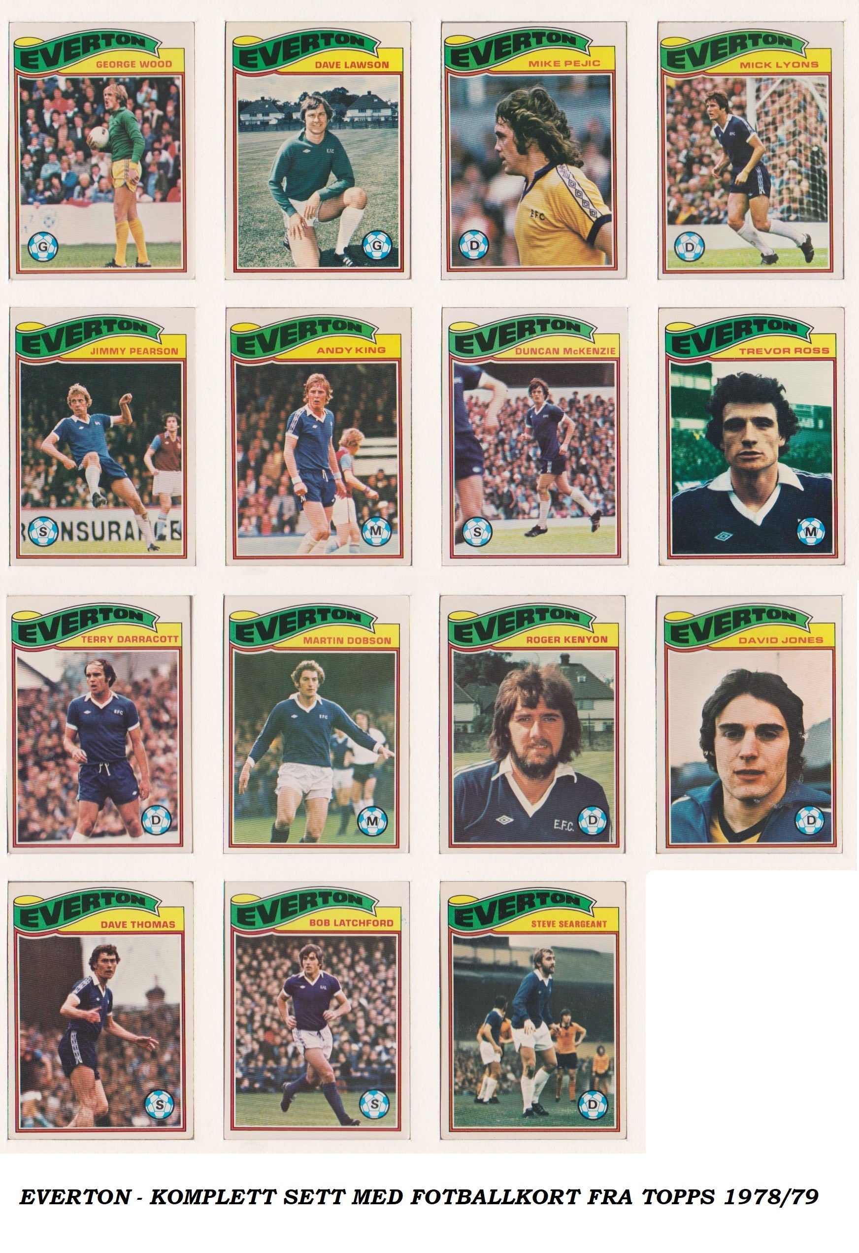 000. EVERTON - KOMPLETT SETT MED FOTBALLKORT FRA TOPPS 1978/79