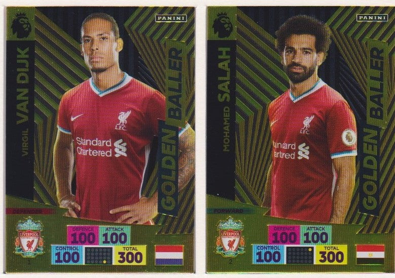 000. LIVERPOOL - VIRGIL VAN DIJK OG MOHAMED SALAH - PANINI ADRENALYN PREMIER LEAGUE 2020/21 - GOLDEN BALLER