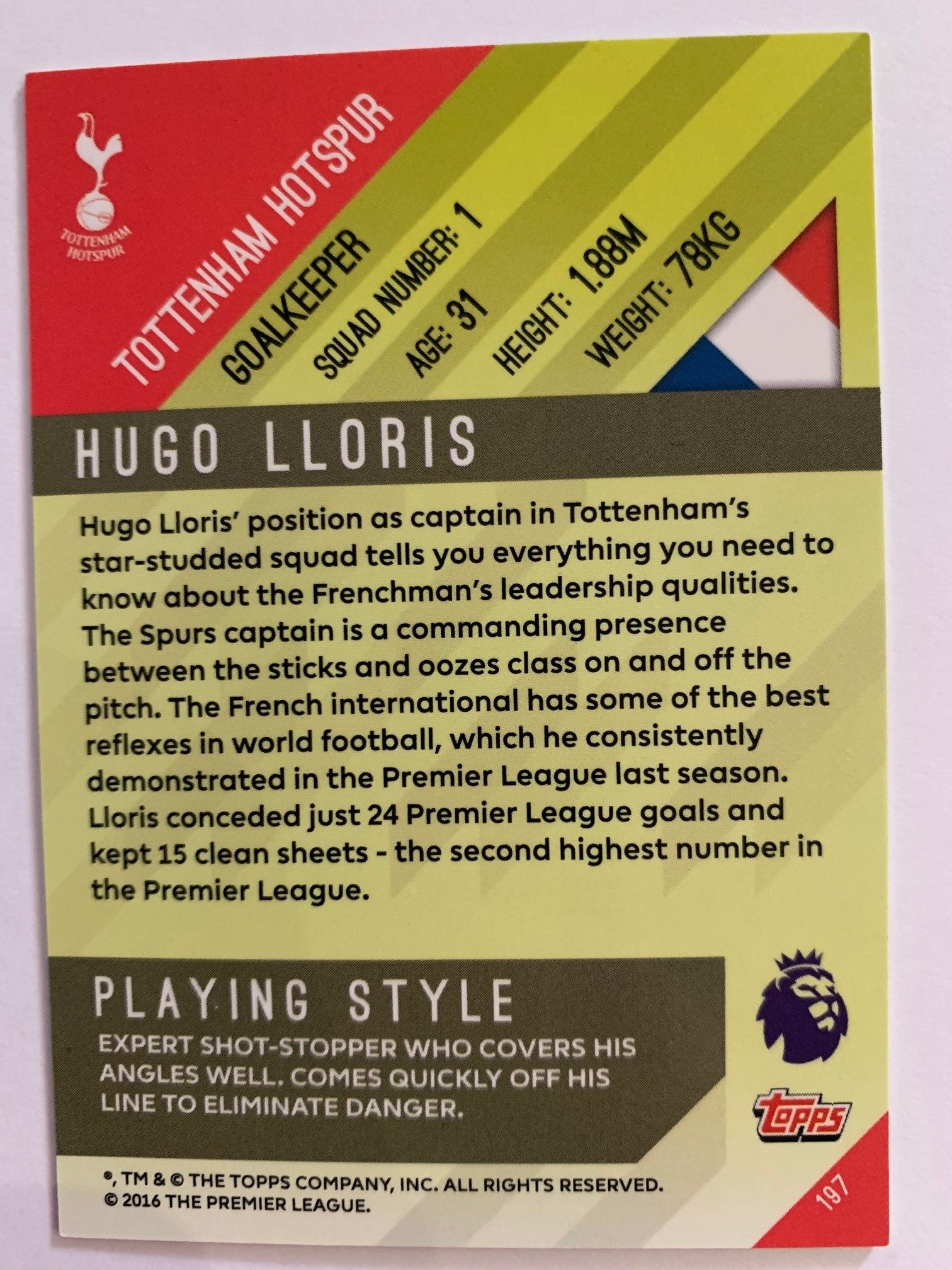 HUGO LLORIS - TOTTENHAM - TOPPS - TEAM LEADER #100
