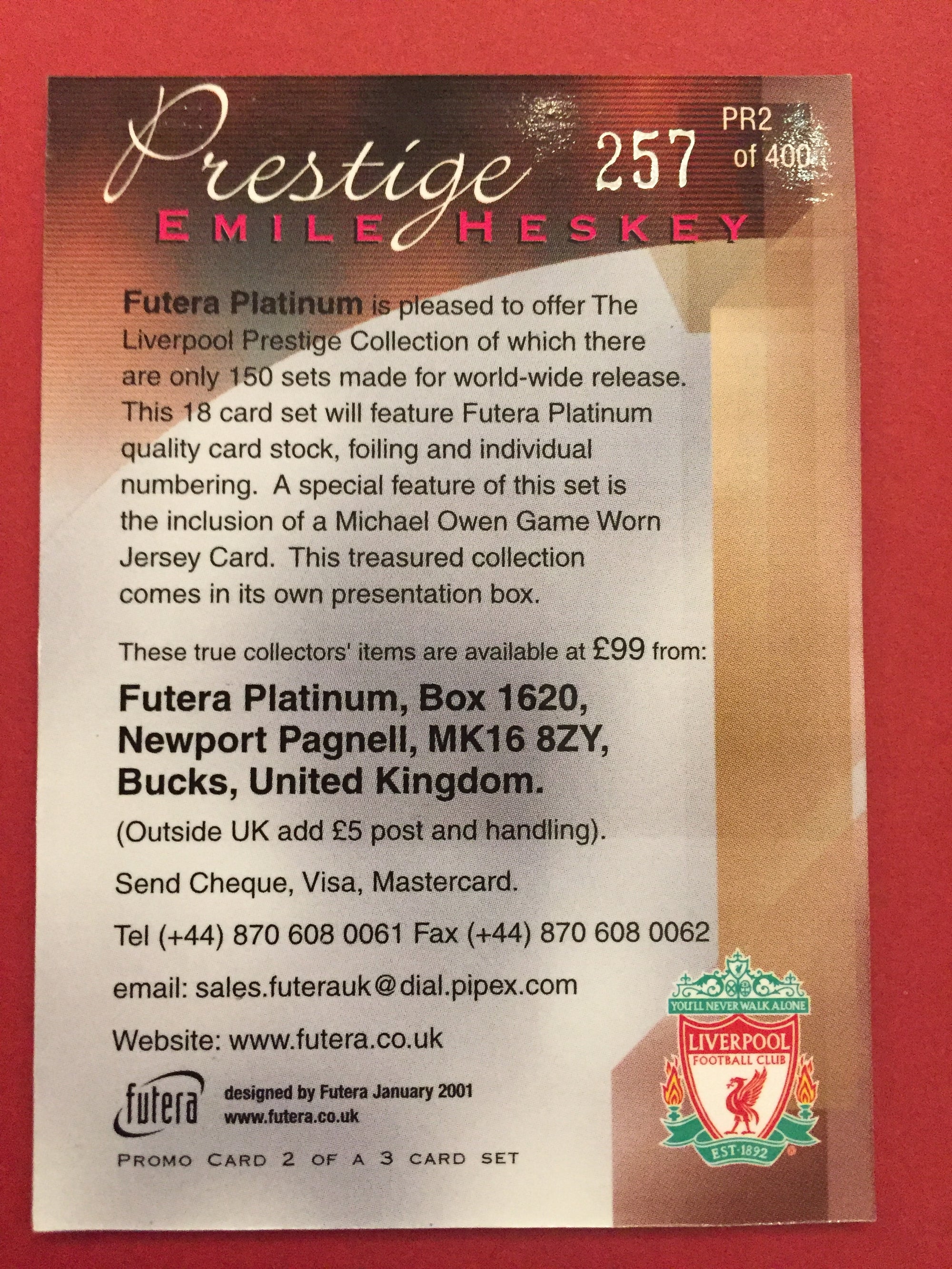 EMILIE HESKEY - FUTERA PLATINUM PRESTIGE 2001 #400