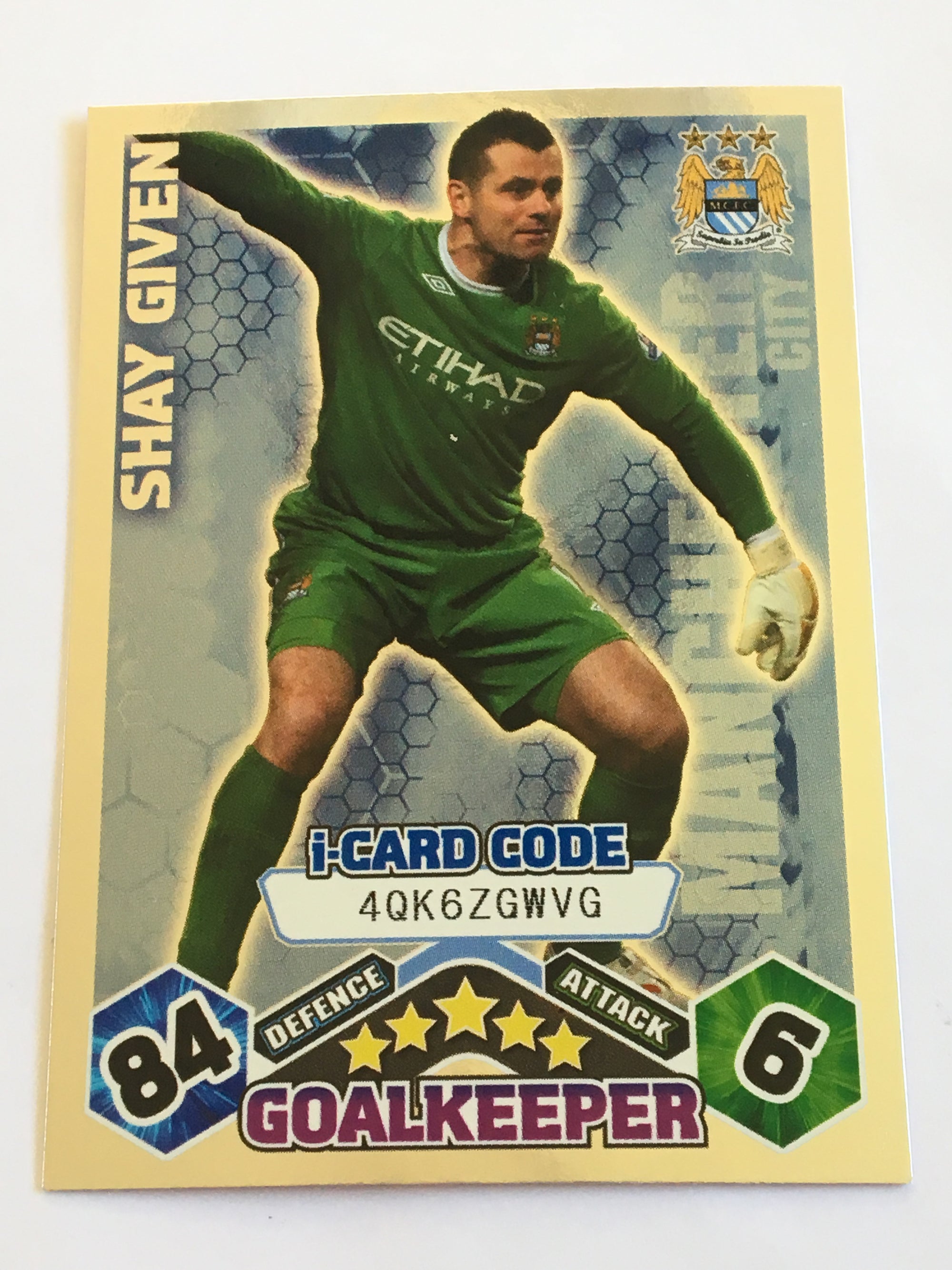 IC092. SHAY GIVEN - MANCHESTER CITY - iCARD