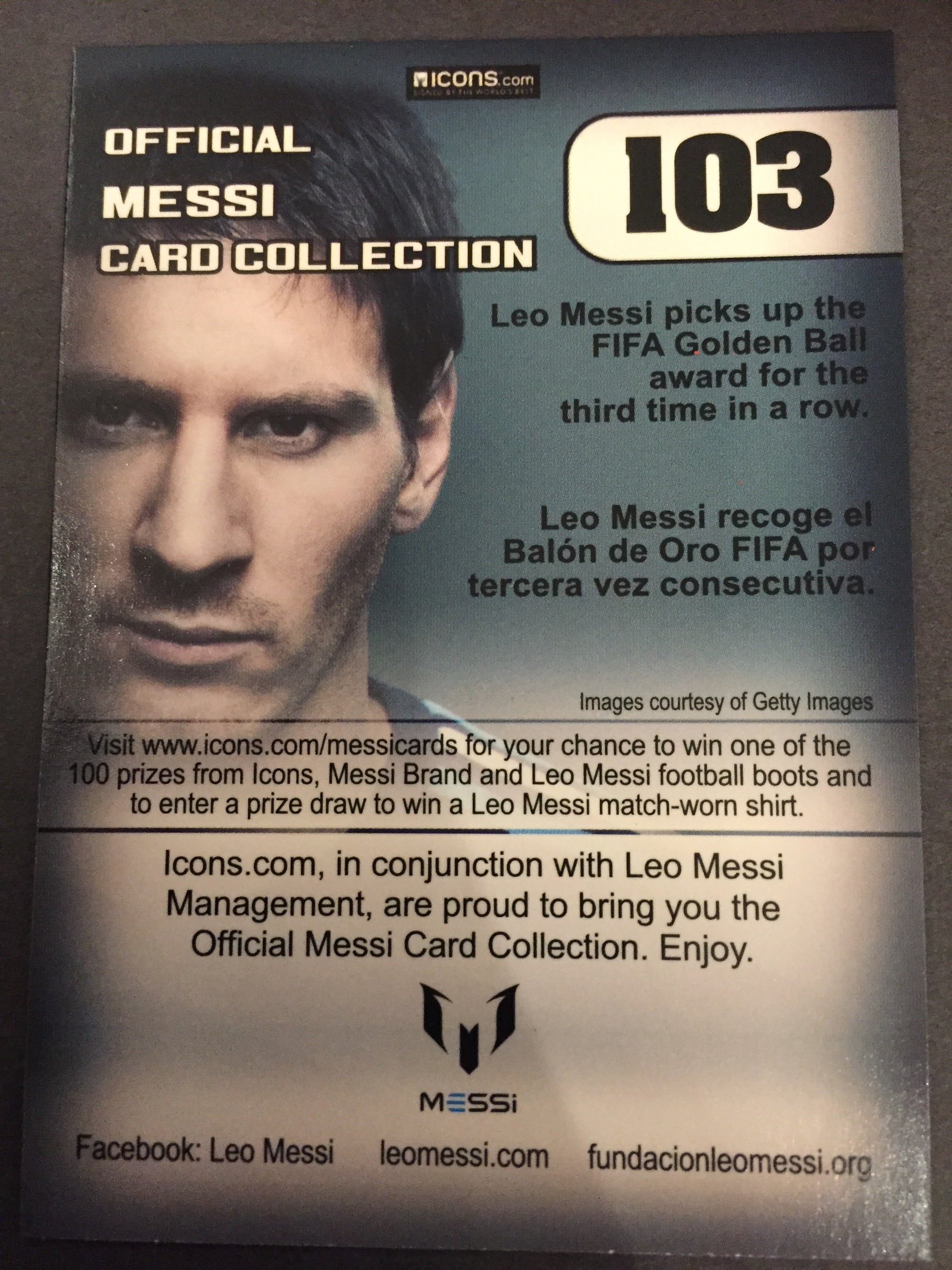 103. OFFICIAL MESSI CARD COLLECTION