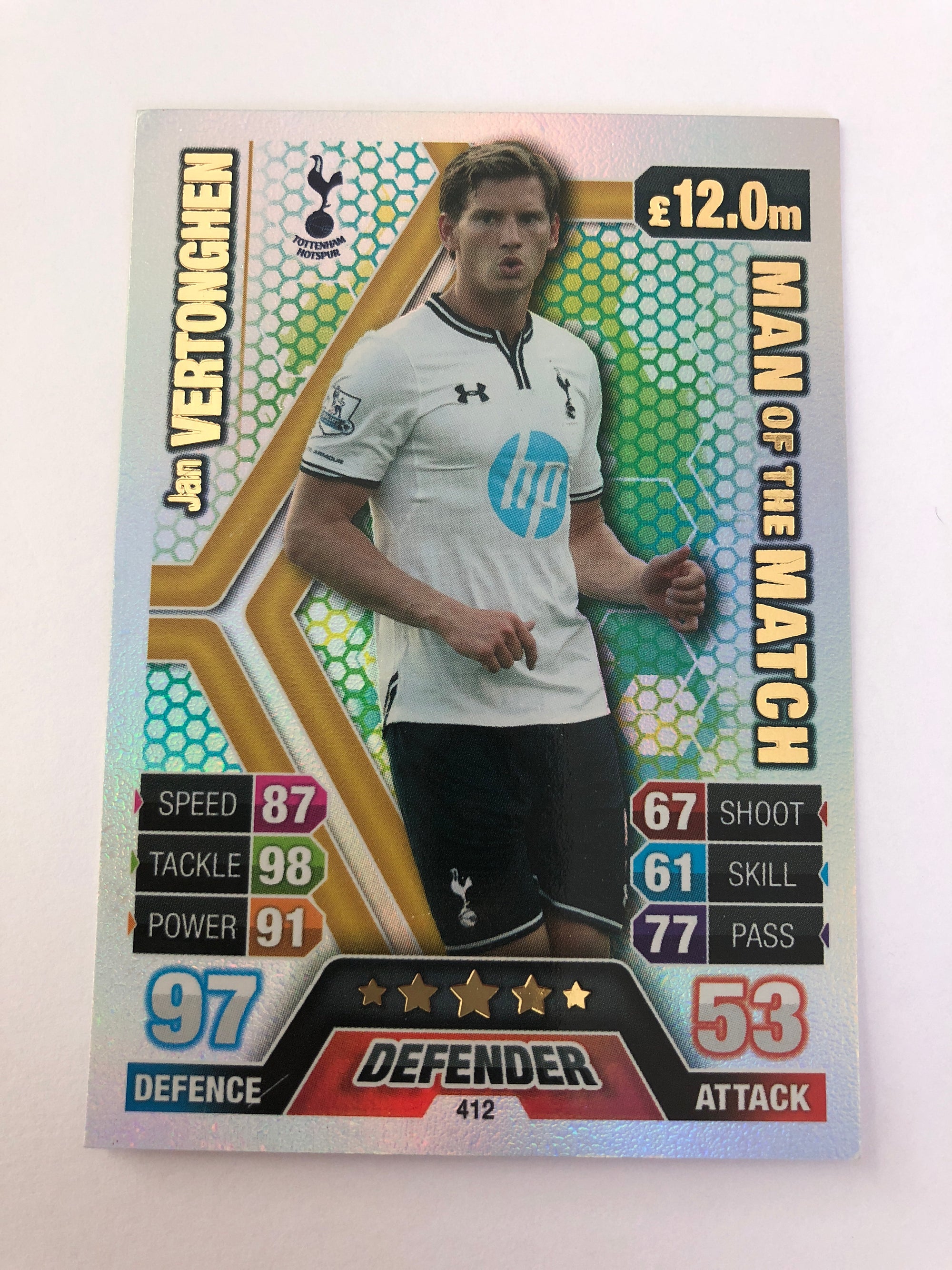 412. JAN VERTONGHEN - TOTTENHAM HOTSPUR - MAN OF THE MATCH
