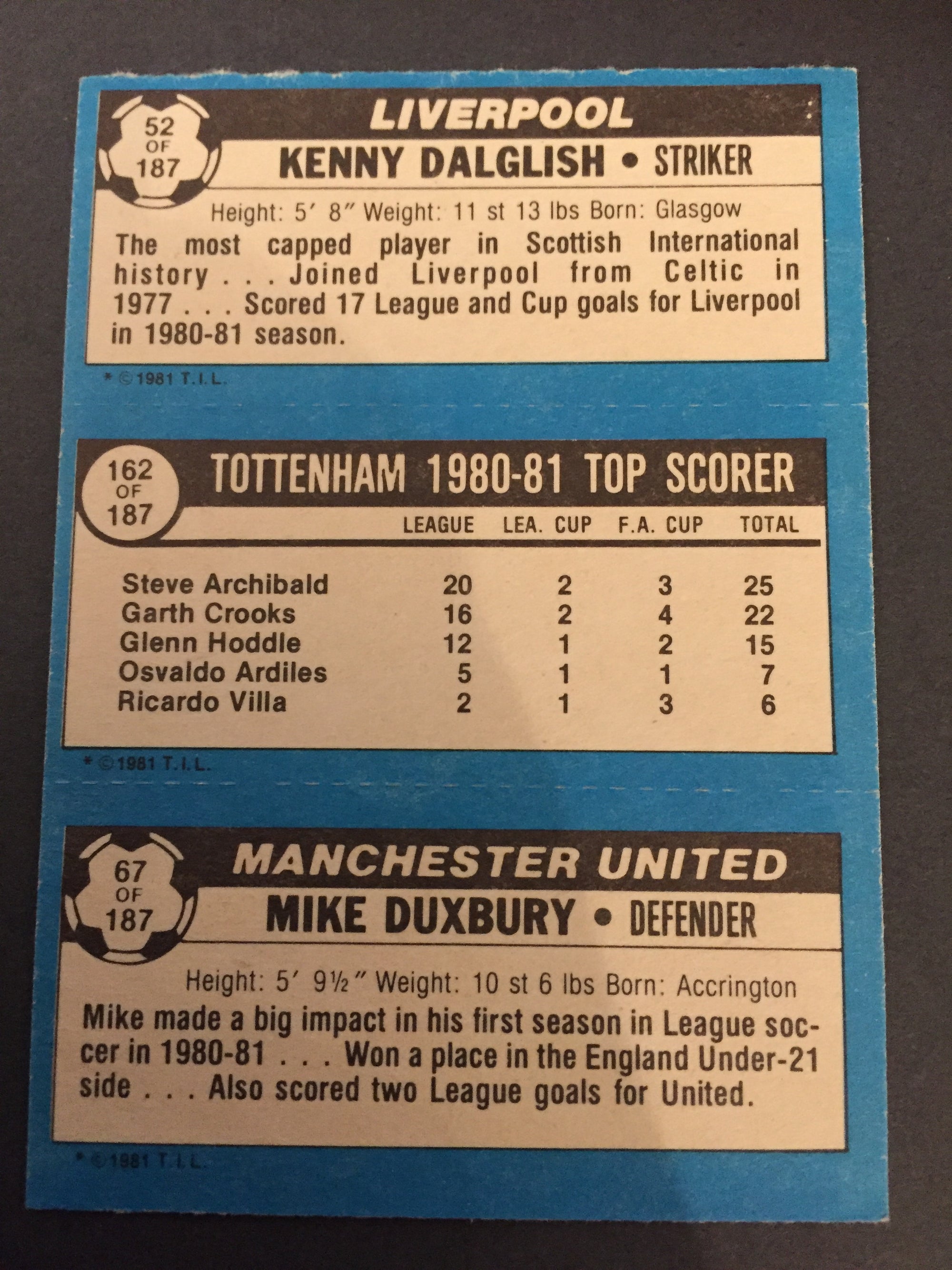 052 - 162 - 67 - DALGLISH, TOTTENHAM TOP SCORER, DUXBURY