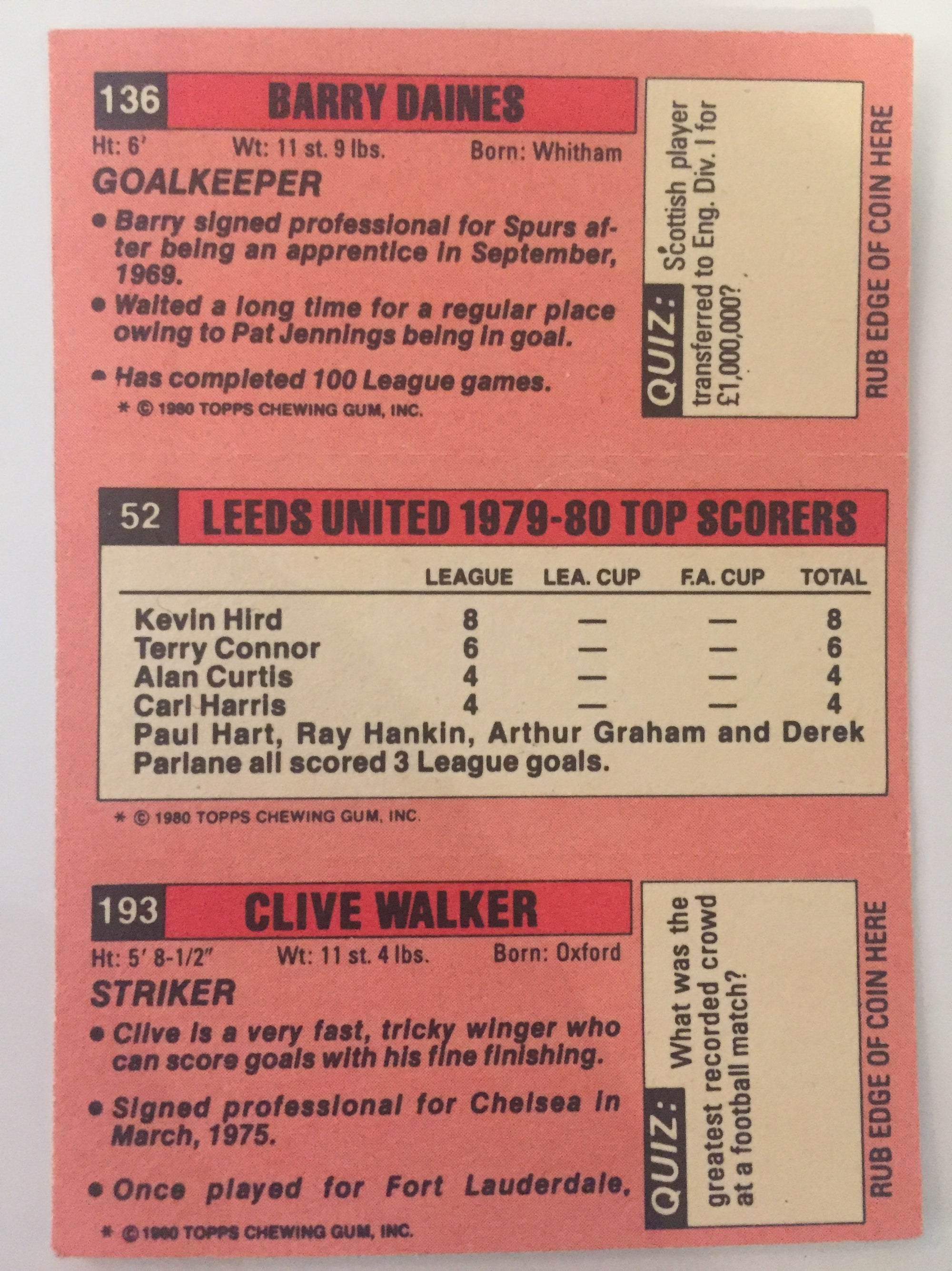 136 - 52 - 193     DAINES - LEEDS UNITED- WALKER