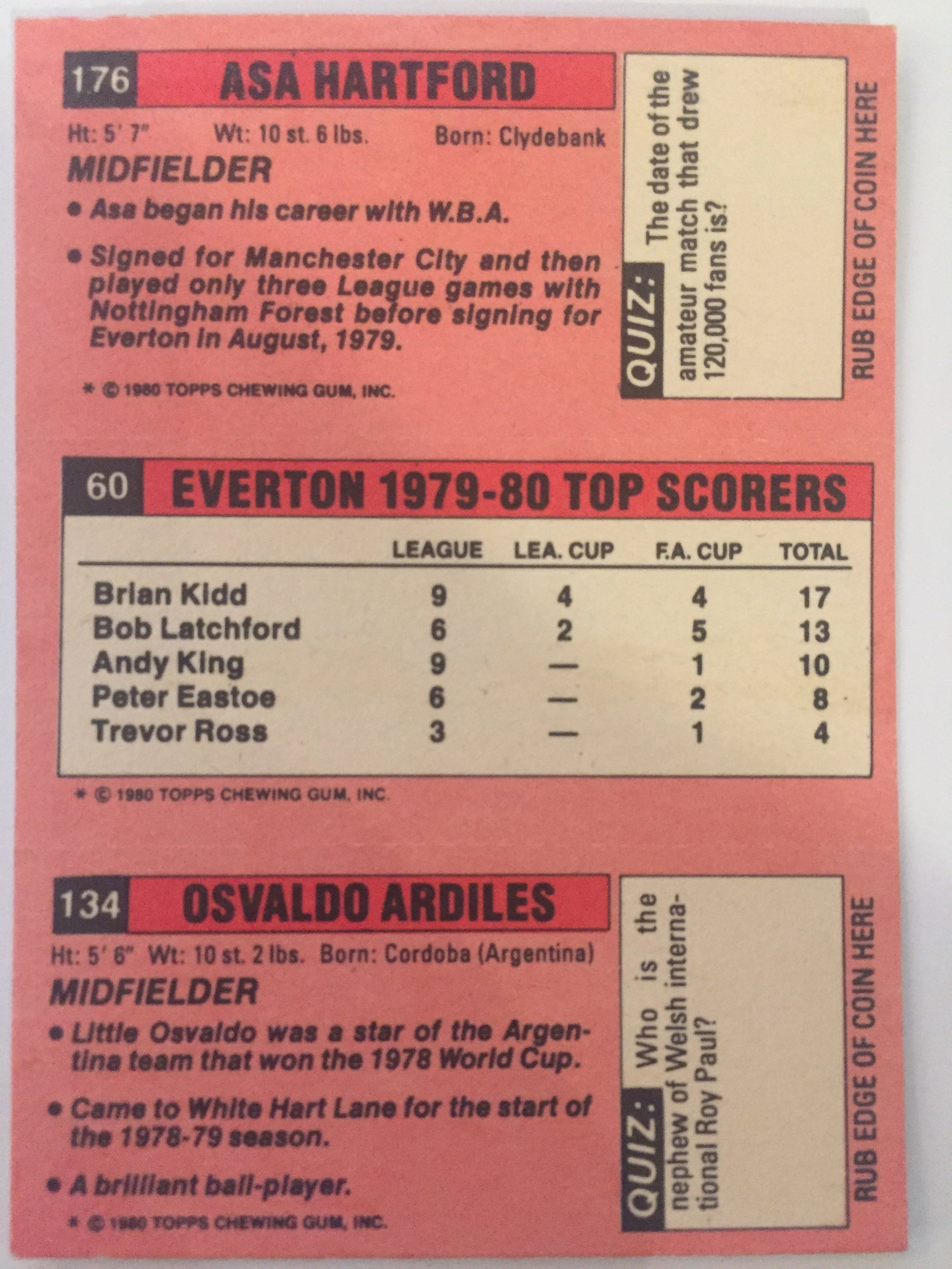 176 - 60 - 134     HARTFORD - EVERTON - ARDILES